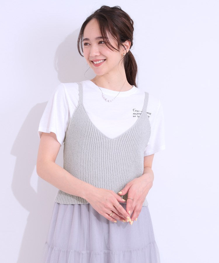 キューティーブロンド Cutie Blonde 【2点セット】ラメニットキャミ＆ロゴTシャツ （ホワイト(001)） ホワイト(001)