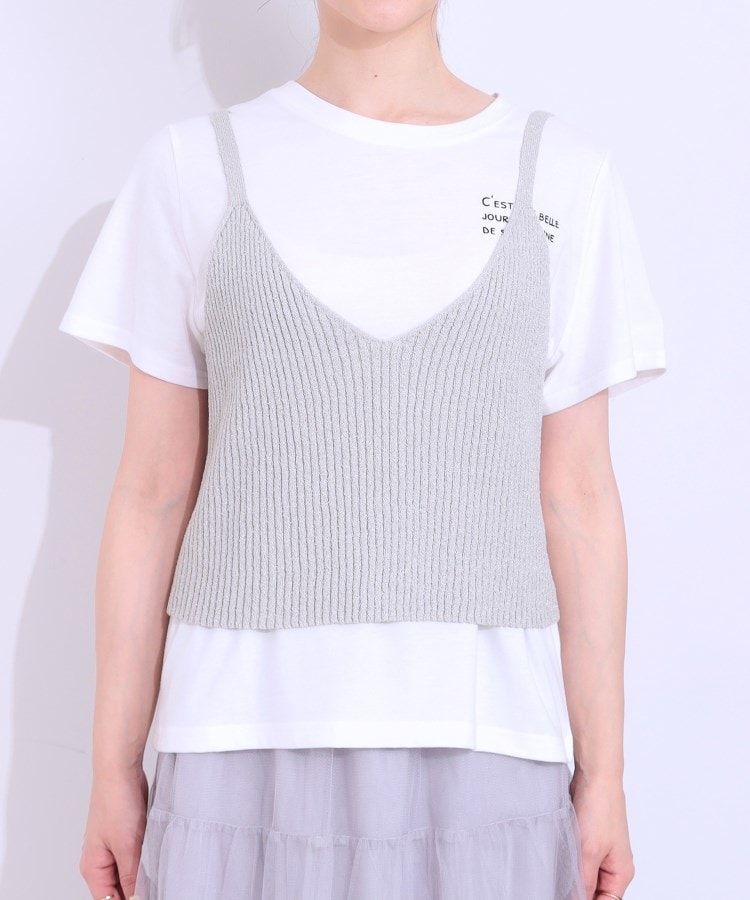キューティーブロンド Cutie Blonde 【2点セット】ラメニットキャミ＆ロゴTシャツ （ホワイト(001)） ホワイト(001)