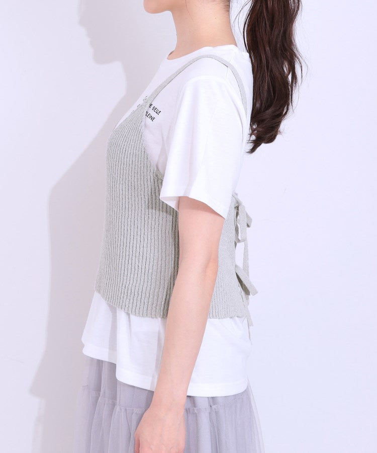 キューティーブロンド Cutie Blonde 【2点セット】ラメニットキャミ＆ロゴTシャツ （ホワイト(001)） ホワイト(001)