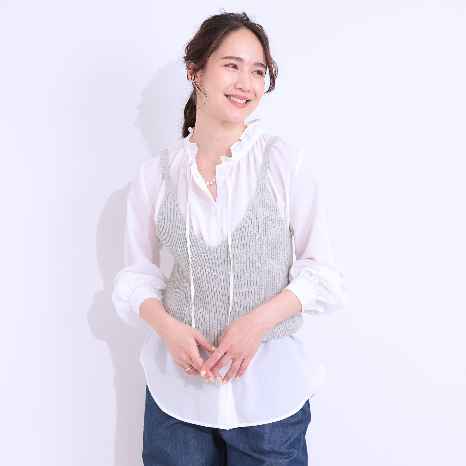 キューティーブロンド Cutie Blonde 【2点セット】ラメニットキャミ＆ロゴTシャツ （ホワイト(001)） ホワイト(001)