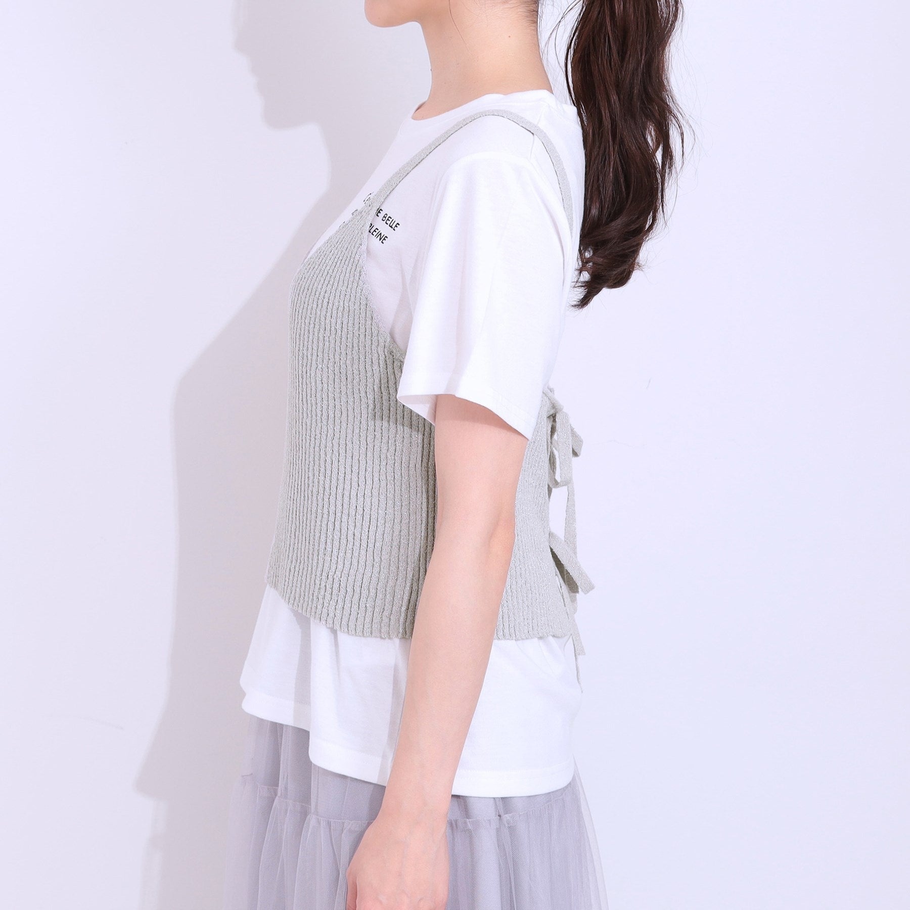 キューティーブロンド Cutie Blonde 【2点セット】ラメニットキャミ＆ロゴTシャツ （ホワイト(001)） ホワイト(001)