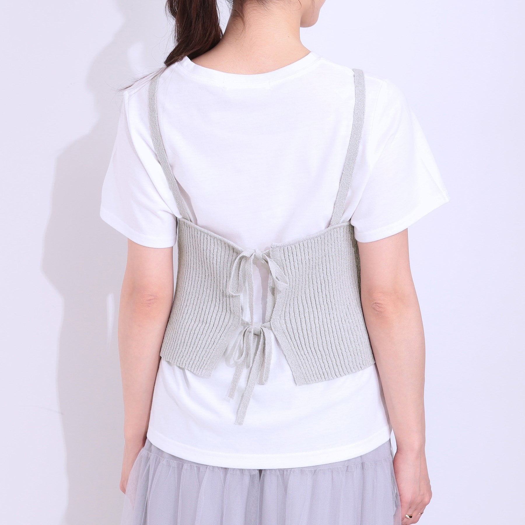 キューティーブロンド Cutie Blonde 【2点セット】ラメニットキャミ＆ロゴTシャツ （ホワイト(001)） ホワイト(001)