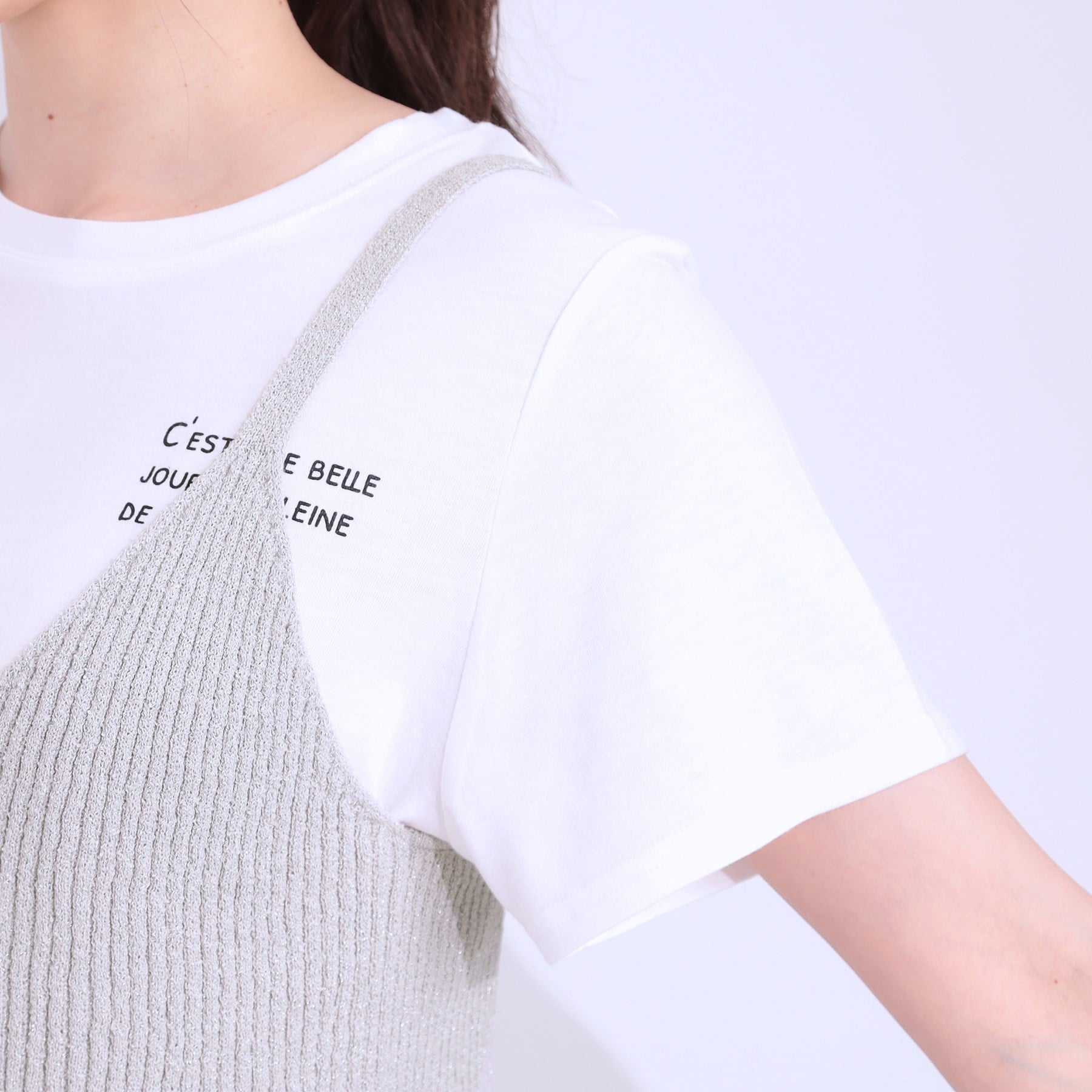 キューティーブロンド Cutie Blonde 【2点セット】ラメニットキャミ＆ロゴTシャツ （ホワイト(001)） ホワイト(001)