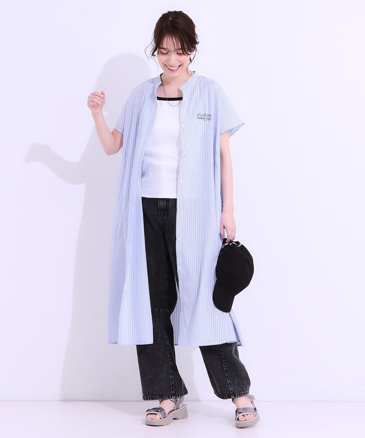 キューティーブロンド Cutie Blonde バックロゴストライプシャツワンピース （ブラック(319)） ブラック(319)