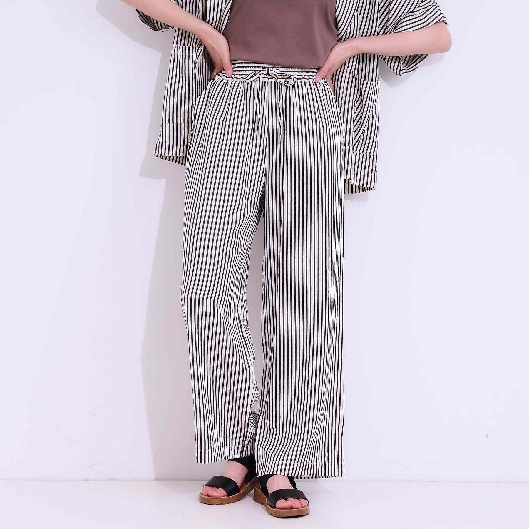 キューティーブロンド Cutie Blonde 【SET UP可能・接触冷感・吸水速乾】サッカーストライプイージーパンツ （ネイビー(394)） ネイビー(394)