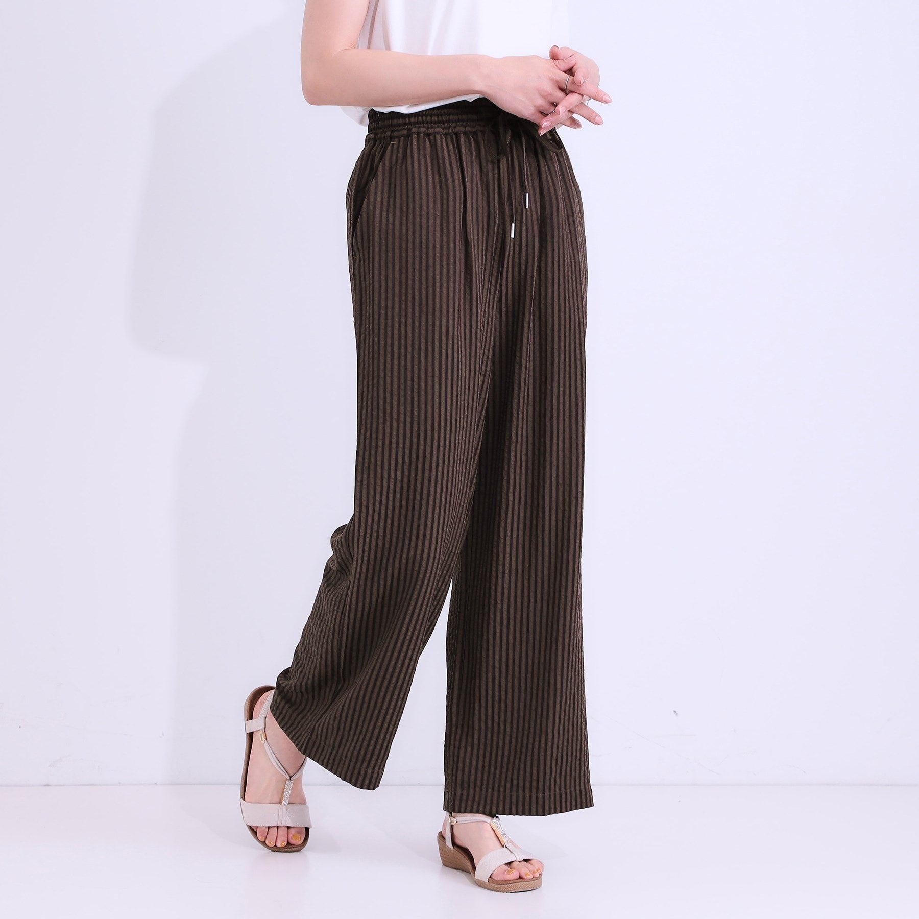 キューティーブロンド Cutie Blonde 【SET UP可能・接触冷感・吸水速乾】サッカーストライプイージーパンツ （ネイビー(394)） ネイビー(394)