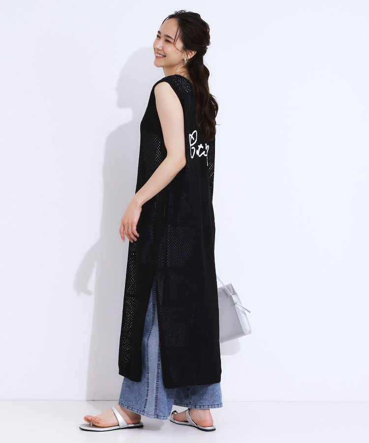 キューティーブロンド Cutie Blonde 【前後2WAY】リネンライクブークレ パッチワーク風ニットワンピース （ブラウン(043)） ブラウン(043)