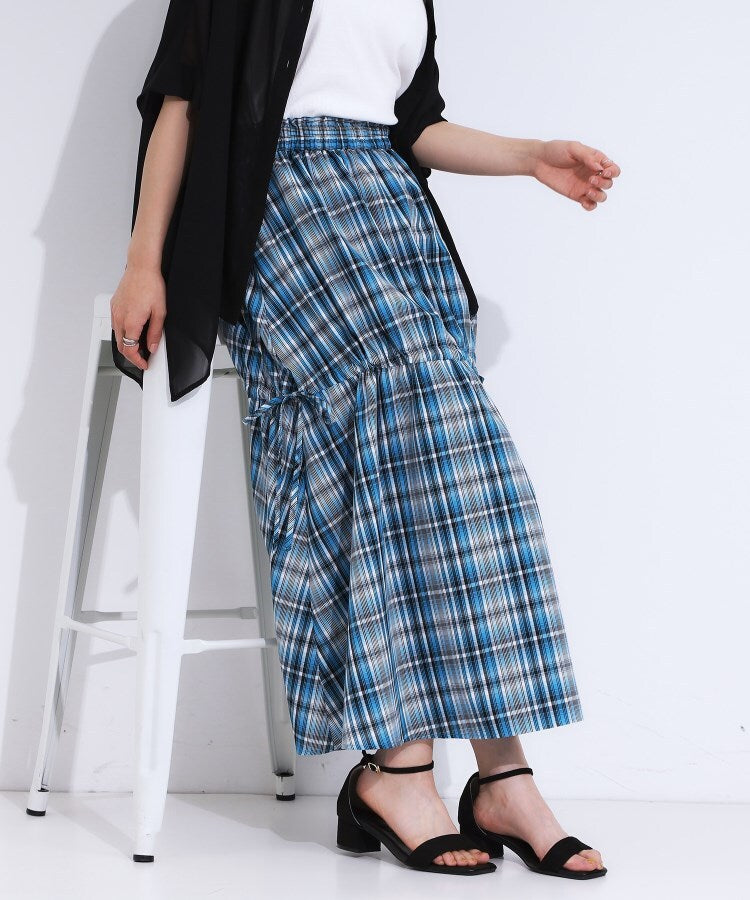 キューティーブロンド Cutie Blonde 【シルエットが変えられる】チェック柄 リボンフレアスカート （ブルー(292)） ブルー(292)