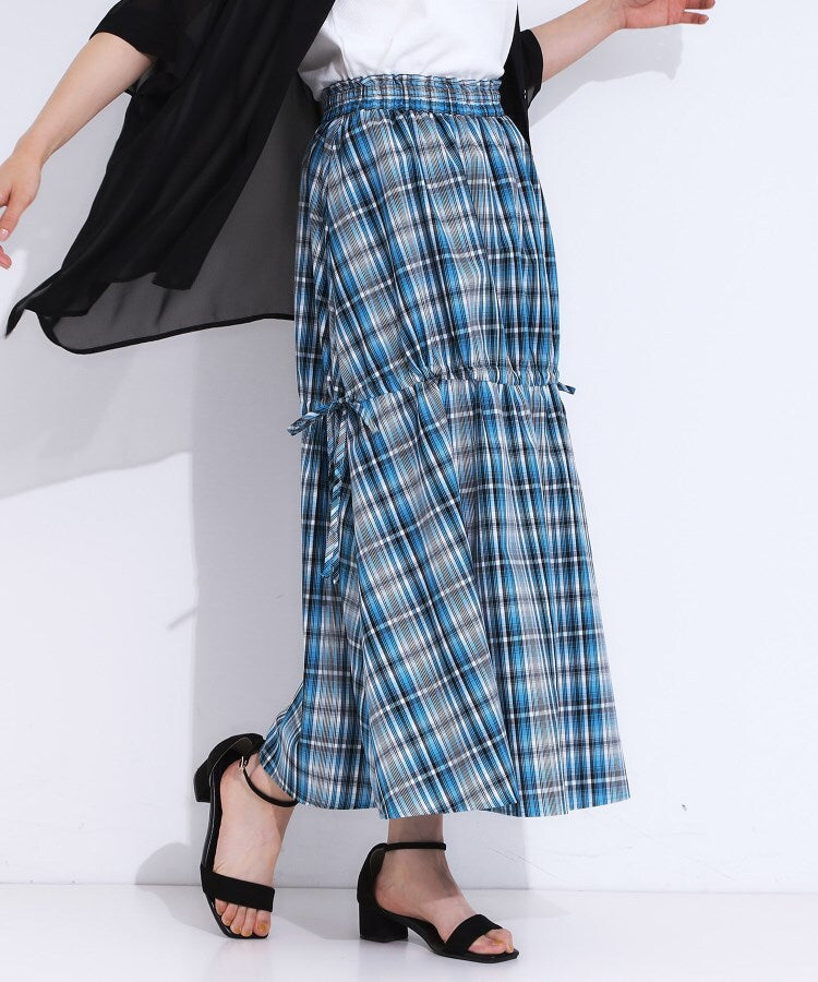 キューティーブロンド Cutie Blonde 【シルエットが変えられる】チェック柄 リボンフレアスカート （ブルー(292)） ブルー(292)