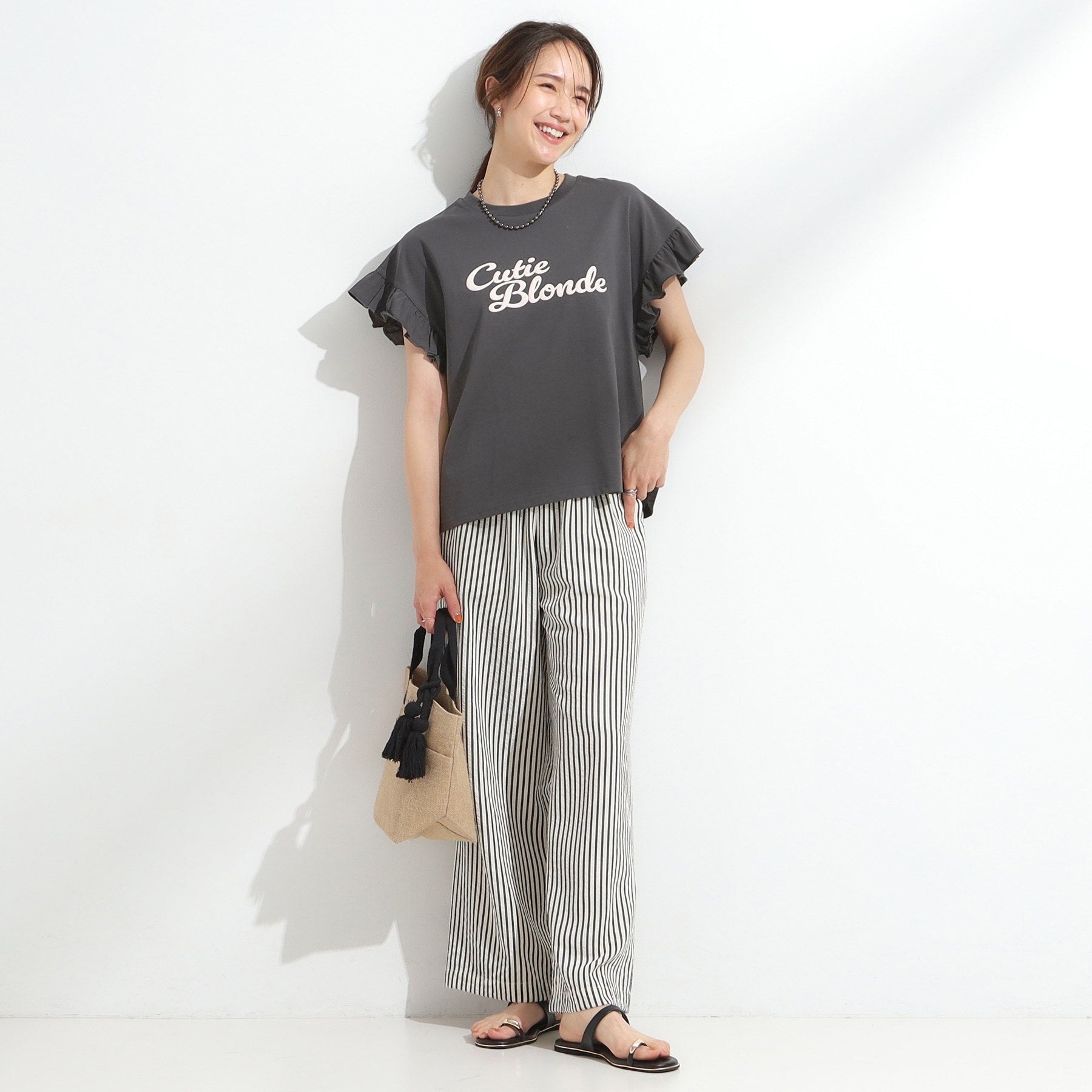 キューティーブロンド Cutie Blonde 【SHOO ICE/汗染み軽減/UVカット】フリルTシャツ （チャコールグレー(014)） チャコールグレー(014)