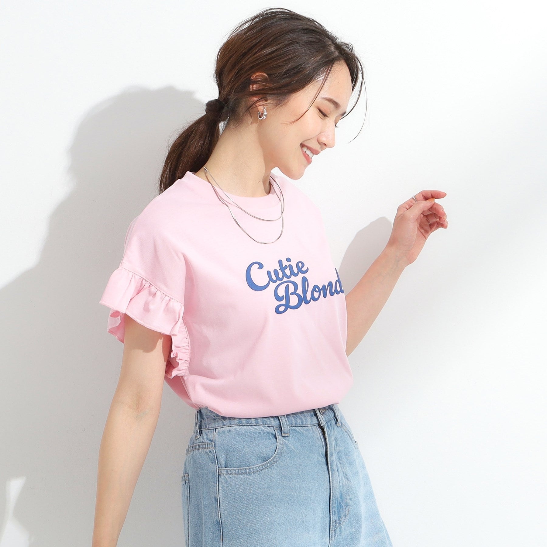 キューティーブロンド Cutie Blonde 【SHOO ICE/汗染み軽減/UVカット】フリルTシャツ （チャコールグレー(014)） チャコールグレー(014)