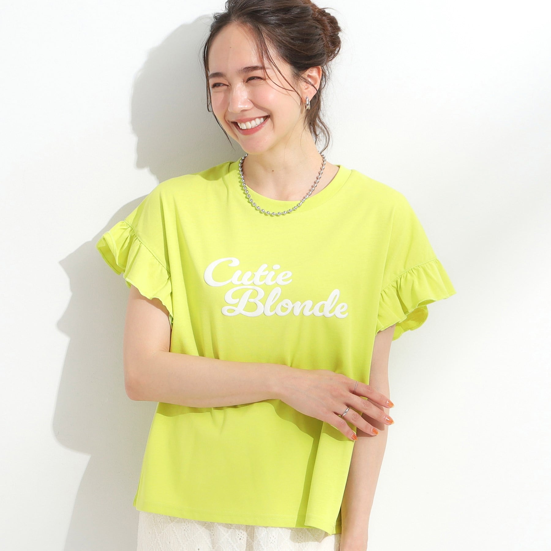 キューティーブロンド Cutie Blonde 【SHOO ICE/汗染み軽減/UVカット】フリルTシャツ （イエロー(031)） イエロー(031)
