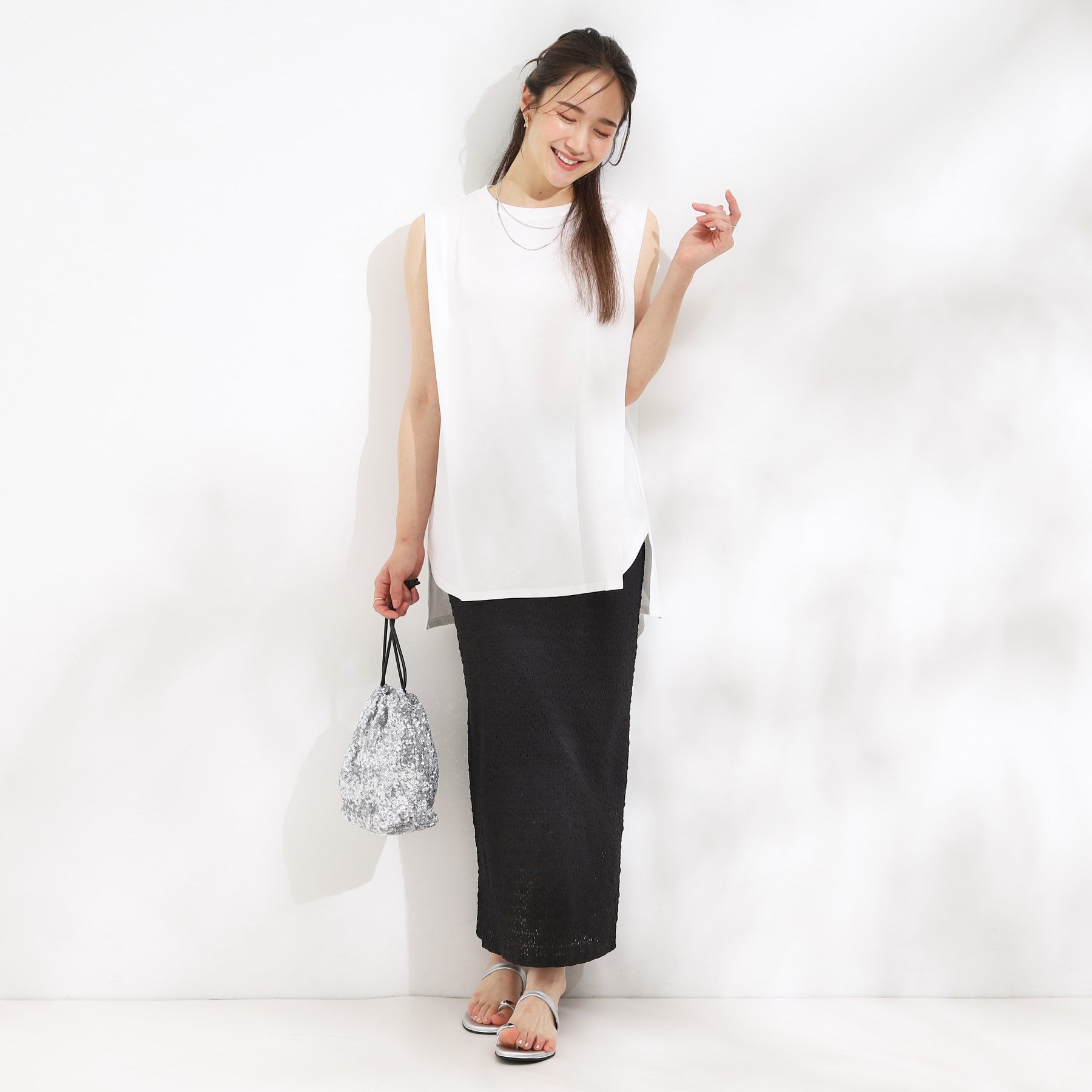 キューティーブロンド Cutie Blonde 【SHOO ICE・汗染み軽減・UVカット】タックノースリーブチュニック （ホワイト(001)） ホワイト(001)