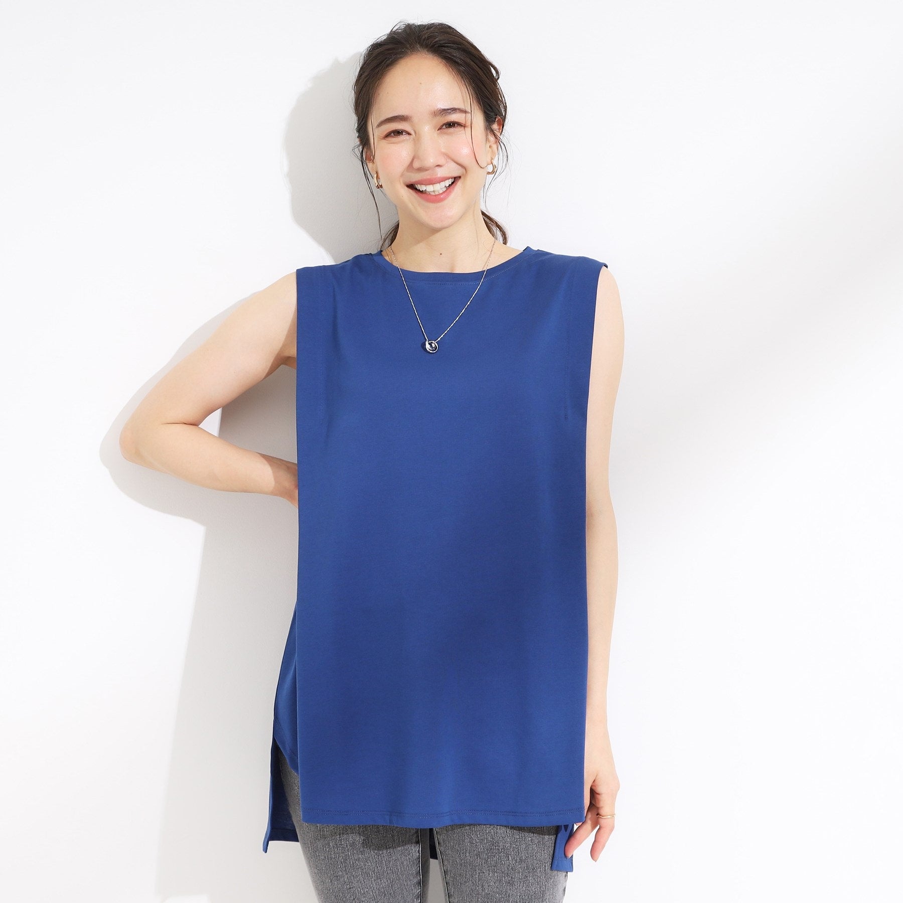 キューティーブロンド Cutie Blonde 【SHOO ICE・汗染み軽減・UVカット】タックノースリーブチュニック （ホワイト(001)） ホワイト(001)