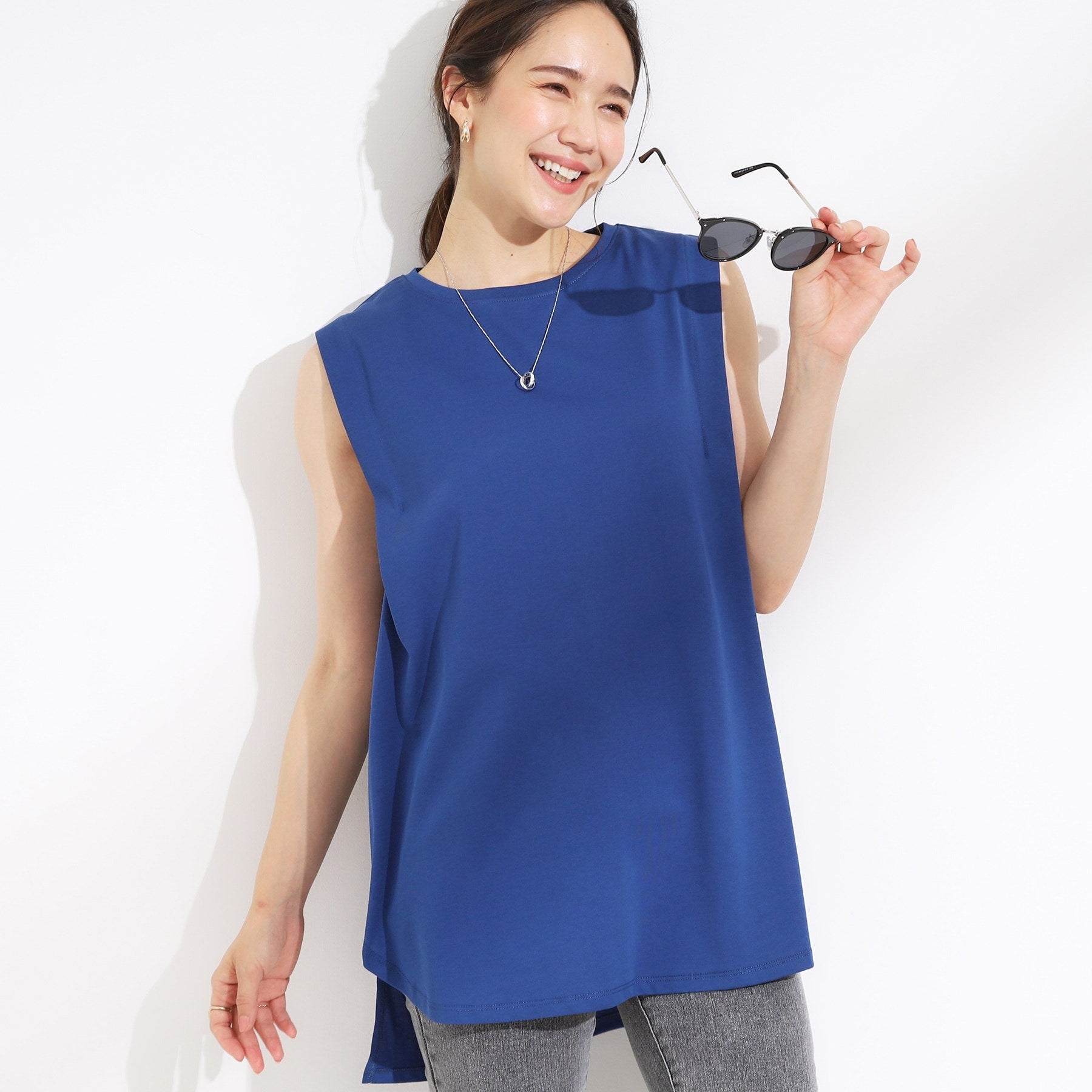 キューティーブロンド Cutie Blonde 【SHOO ICE・汗染み軽減・UVカット】タックノースリーブチュニック （ブルー(093)） ブルー(093)