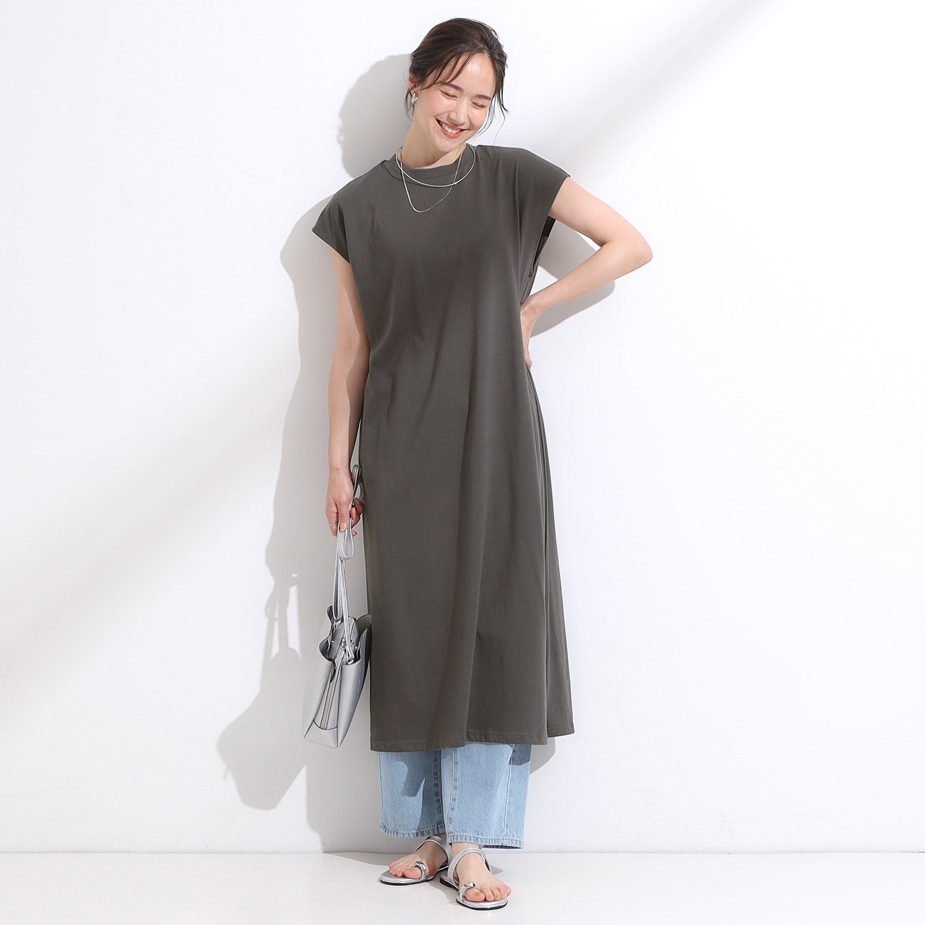 キューティーブロンド Cutie Blonde 【2点SET】クロシェ編みレースベスト＆Tシャツワンピースセット （チャコールグレー(014)） チャコールグレー(014)