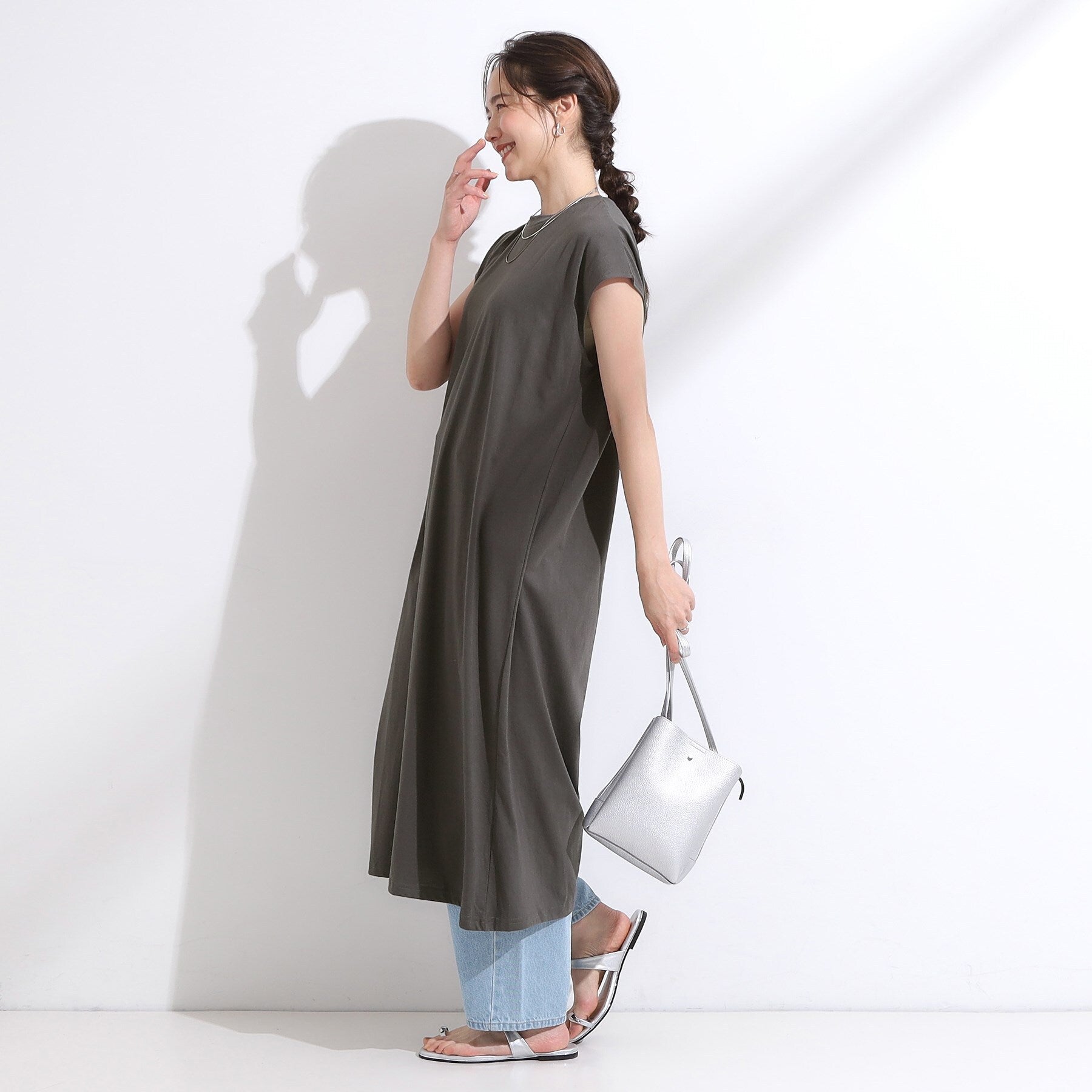 キューティーブロンド Cutie Blonde 【2点SET】クロシェ編みレースベスト＆Tシャツワンピースセット （チャコールグレー(014)） チャコールグレー(014)