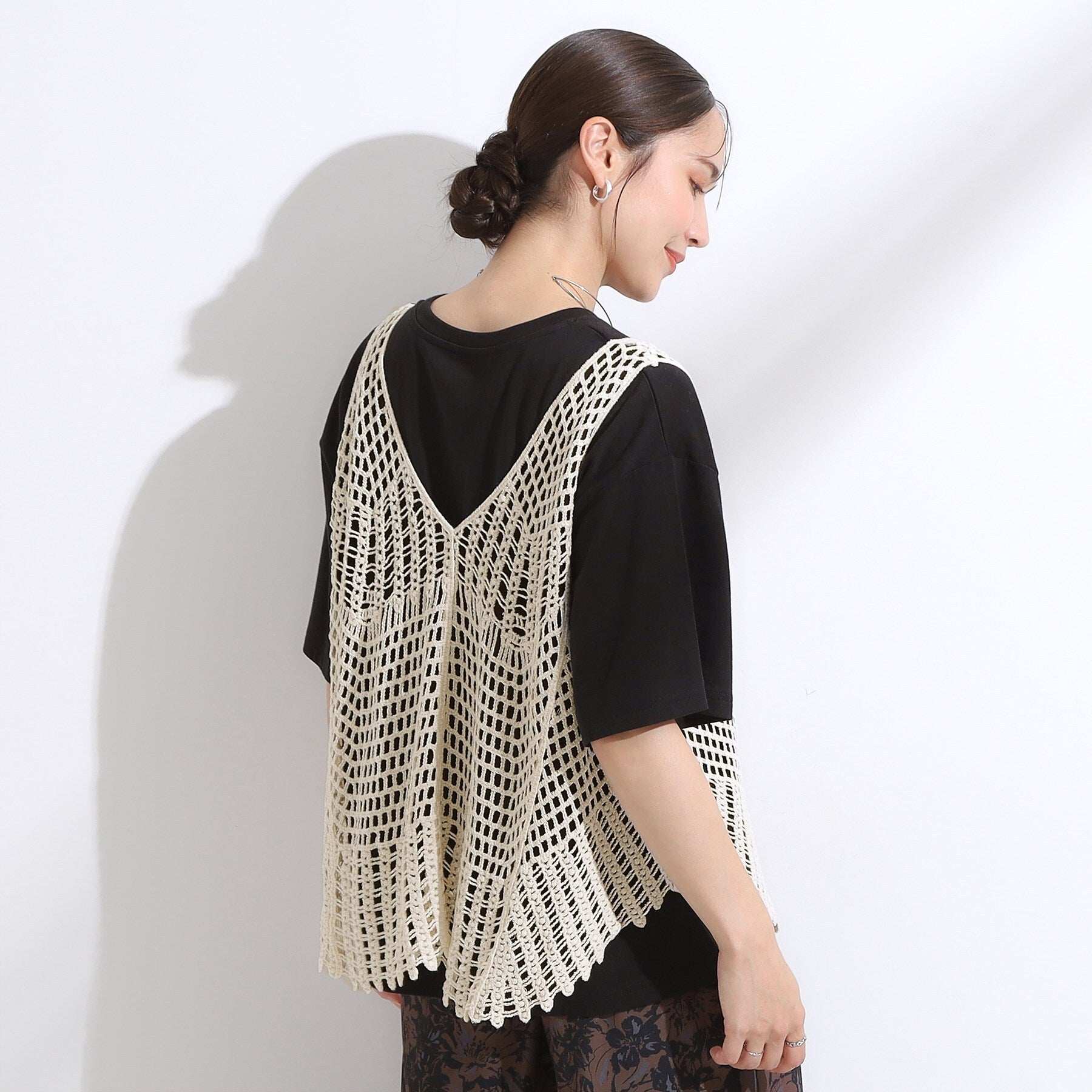 キューティーブロンド Cutie Blonde 【2点SET】クロシェ編みレースベスト＆Tシャツワンピースセット （チャコールグレー(014)） チャコールグレー(014)