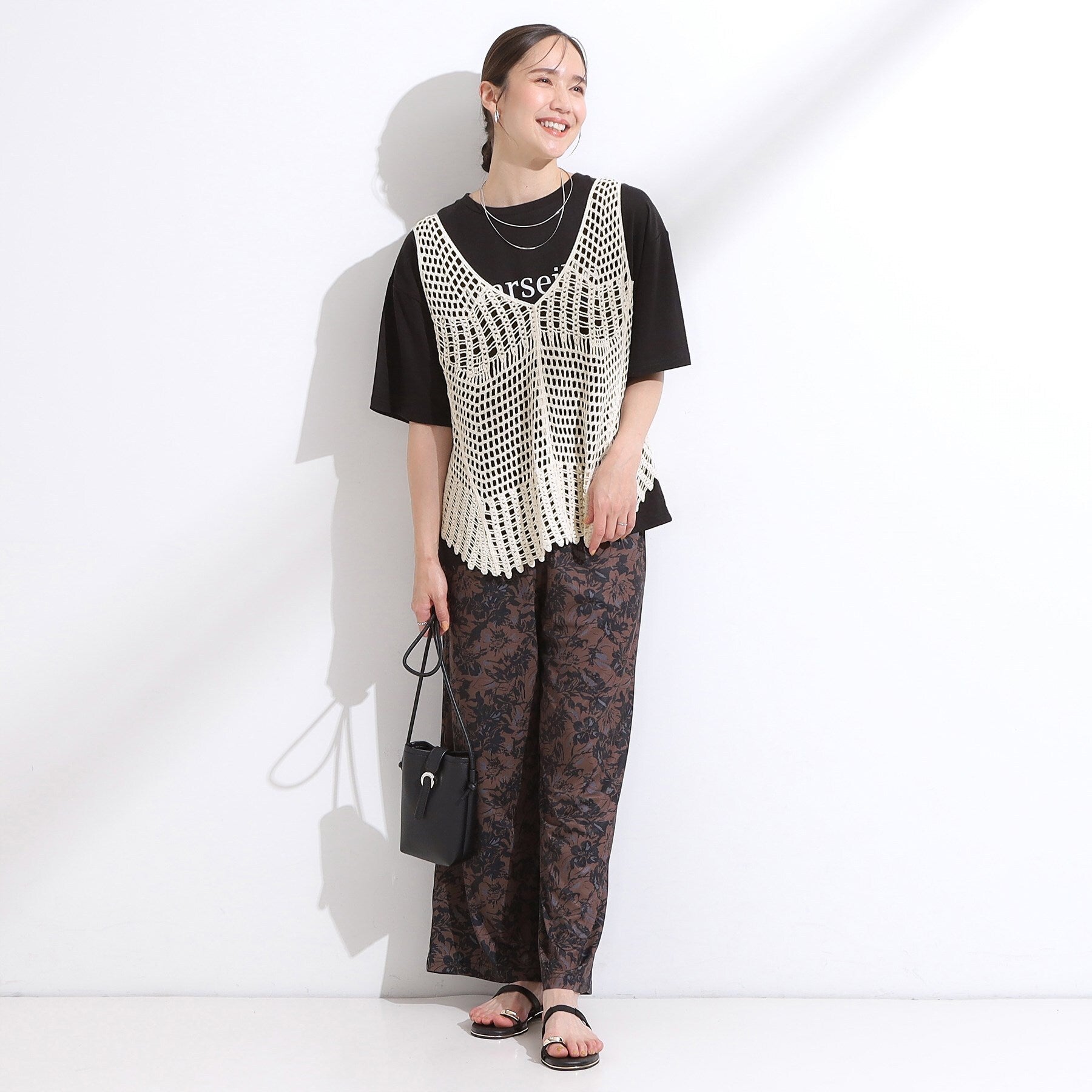 キューティーブロンド Cutie Blonde 【2点SET】クロシェ編みレースベスト＆Tシャツワンピースセット （チャコールグレー(014)） チャコールグレー(014)