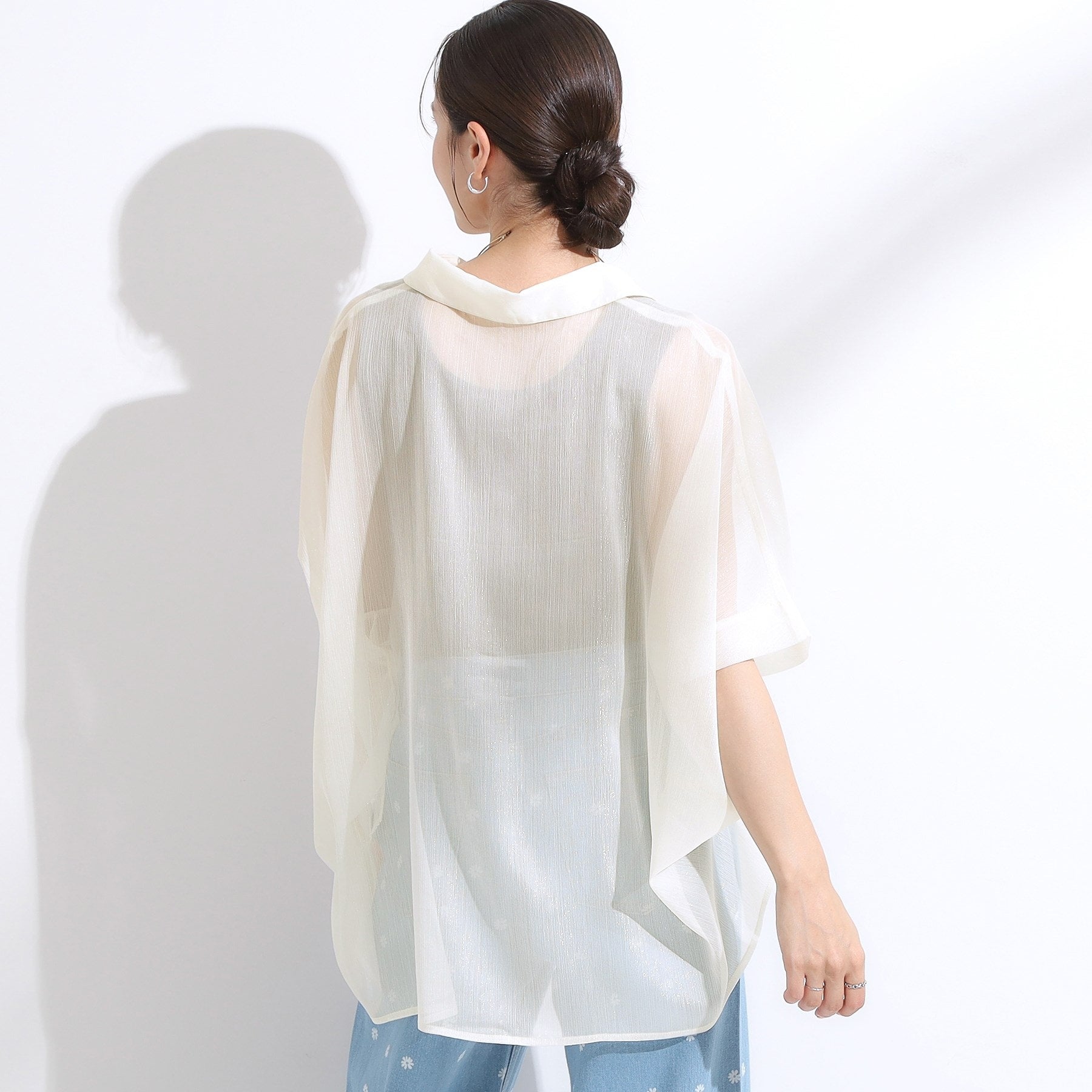 キューティーブロンド Cutie Blonde シアーラメ楊柳ポンチョシャツ （ブルー(092)） ブルー(092)