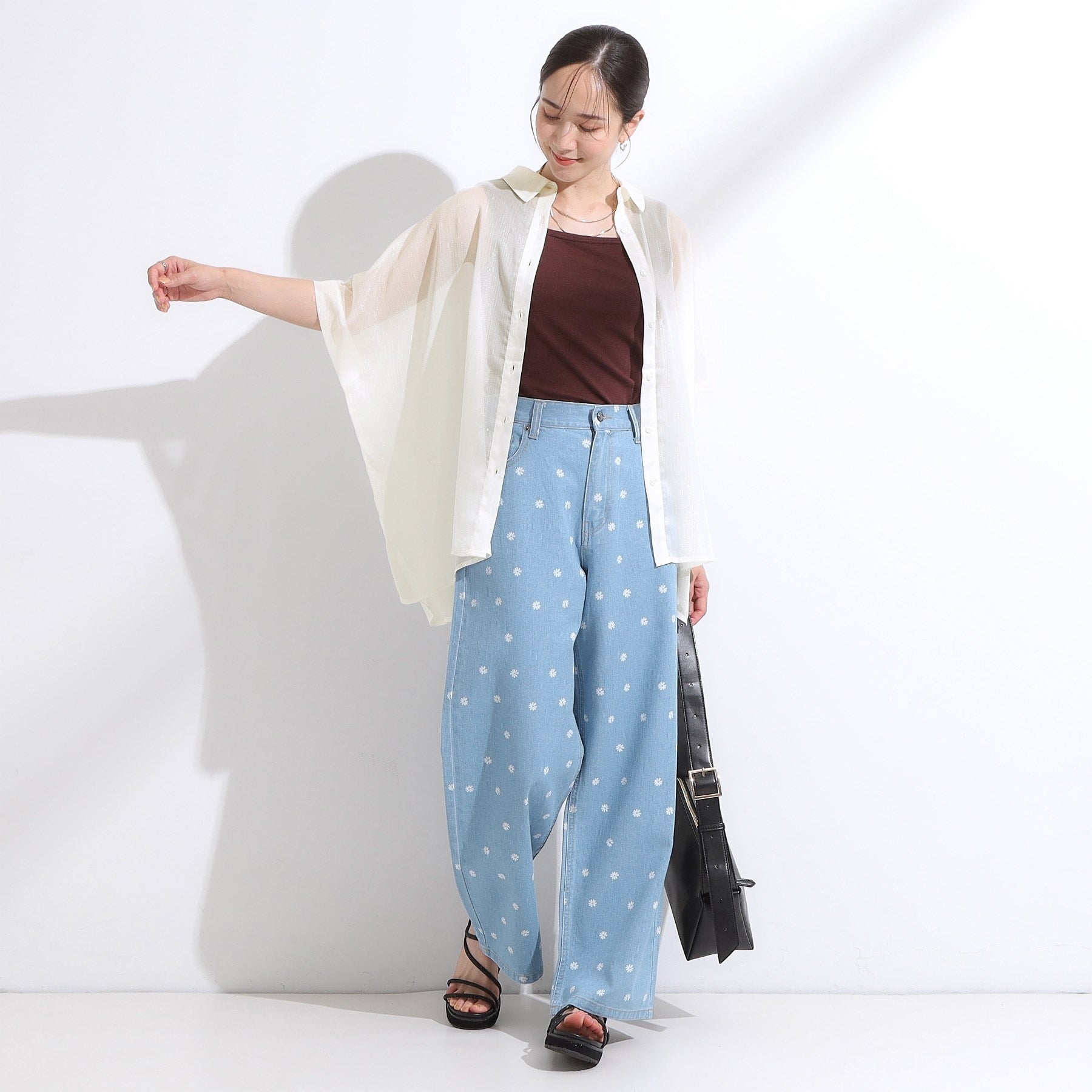 キューティーブロンド Cutie Blonde シアーラメ楊柳ポンチョシャツ （ブルー(092)） ブルー(092)