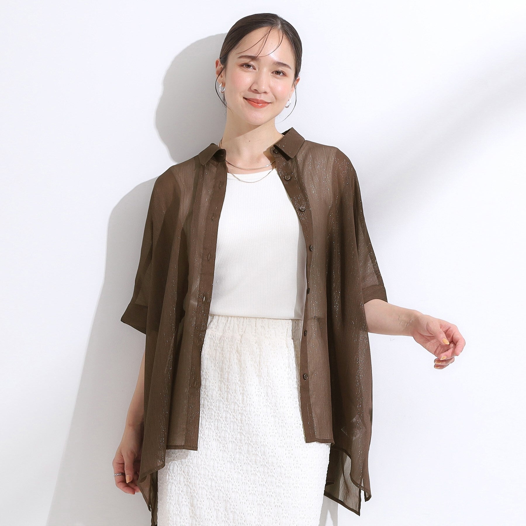 キューティーブロンド Cutie Blonde シアーラメ楊柳ポンチョシャツ （ブルー(092)） ブルー(092)