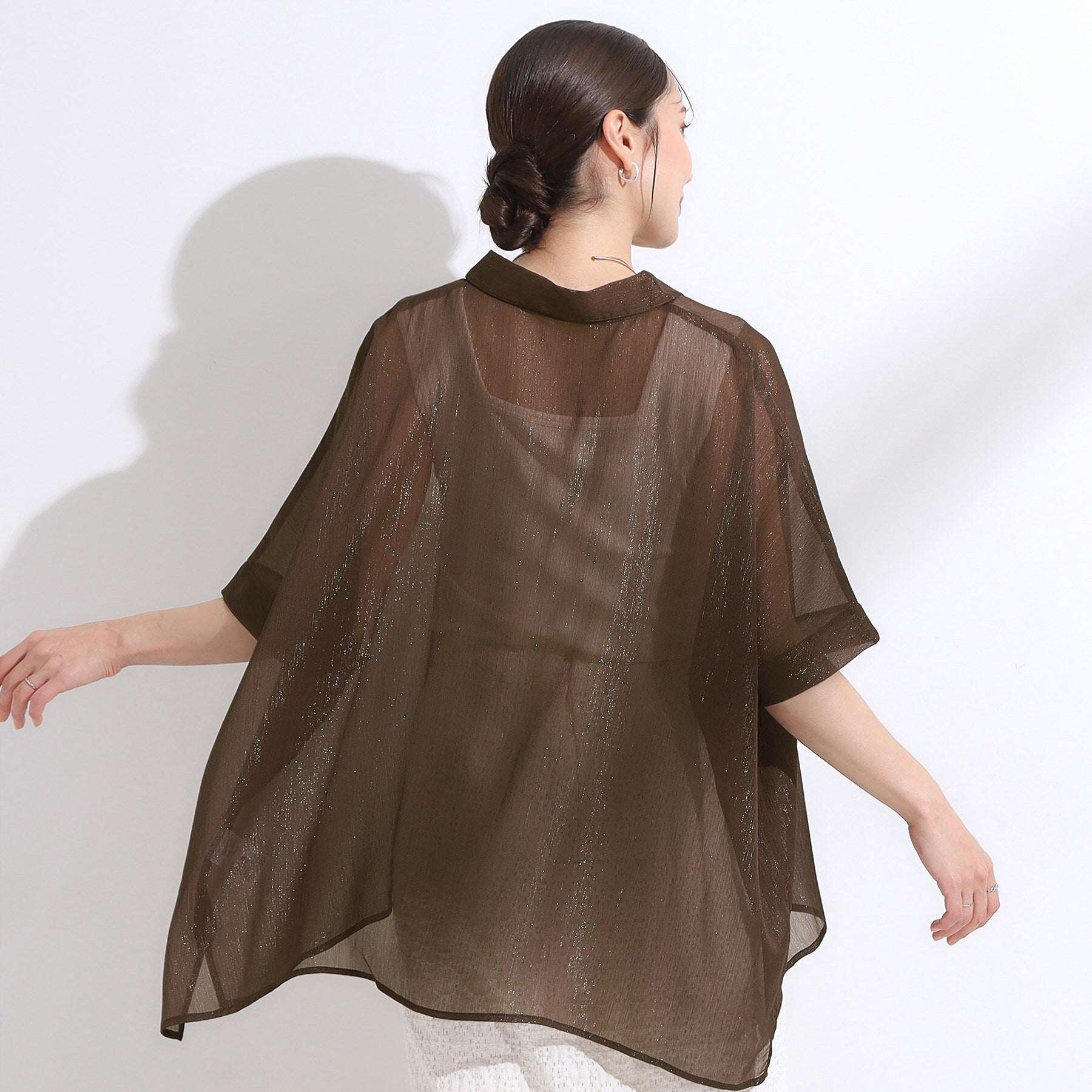 キューティーブロンド Cutie Blonde シアーラメ楊柳ポンチョシャツ （ブルー(092)） ブルー(092)