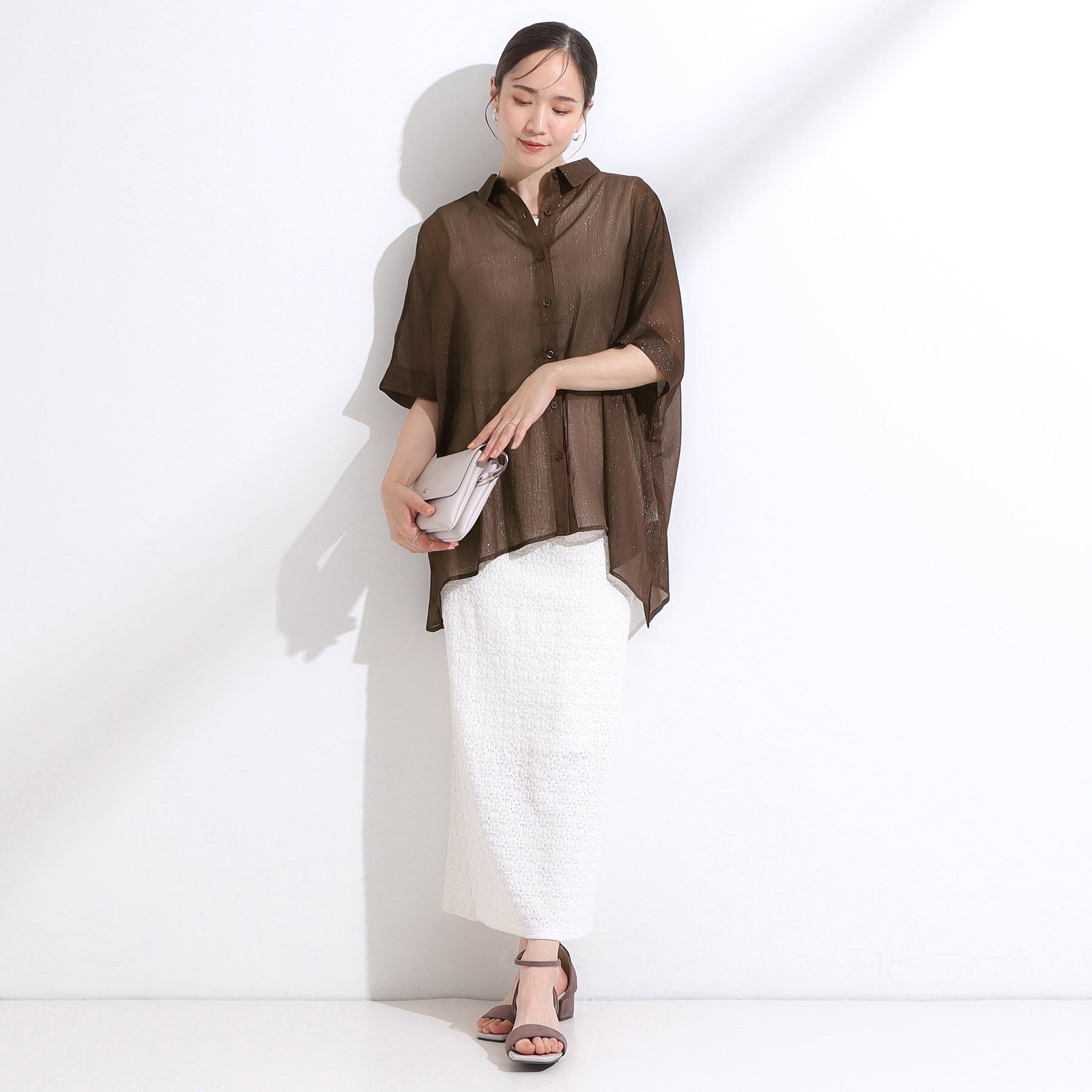 キューティーブロンド Cutie Blonde シアーラメ楊柳ポンチョシャツ （ブルー(092)） ブルー(092)