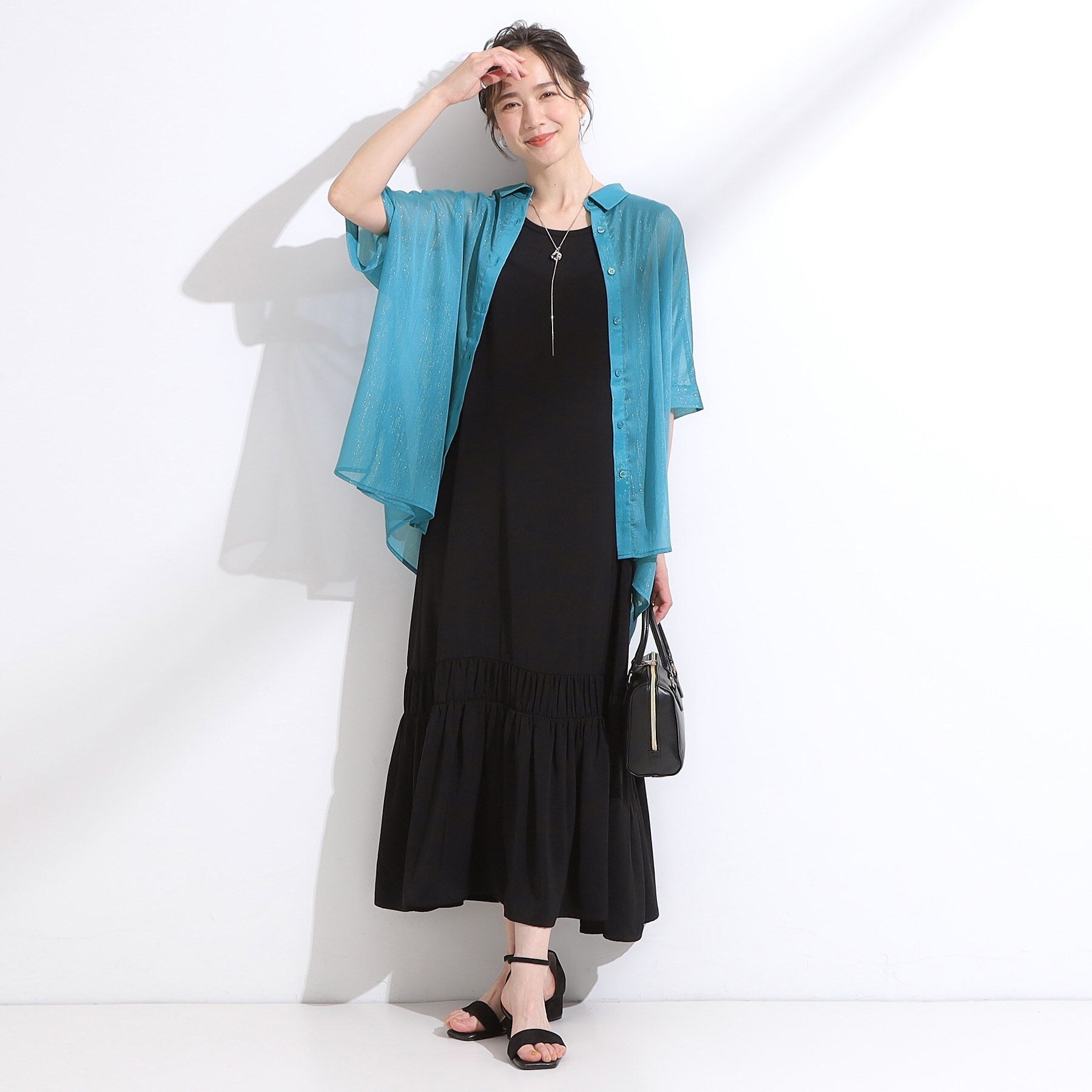 キューティーブロンド Cutie Blonde シアーラメ楊柳ポンチョシャツ （ブルー(092)） ブルー(092)