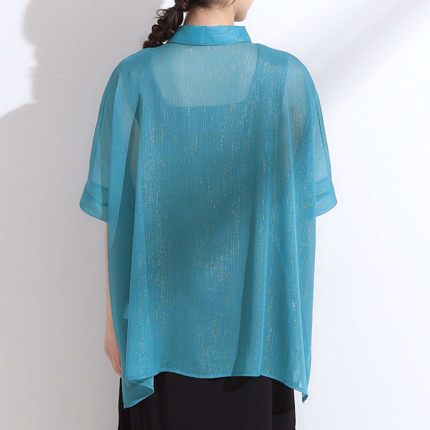 キューティーブロンド Cutie Blonde シアーラメ楊柳ポンチョシャツ （ブルー(092)） ブルー(092)