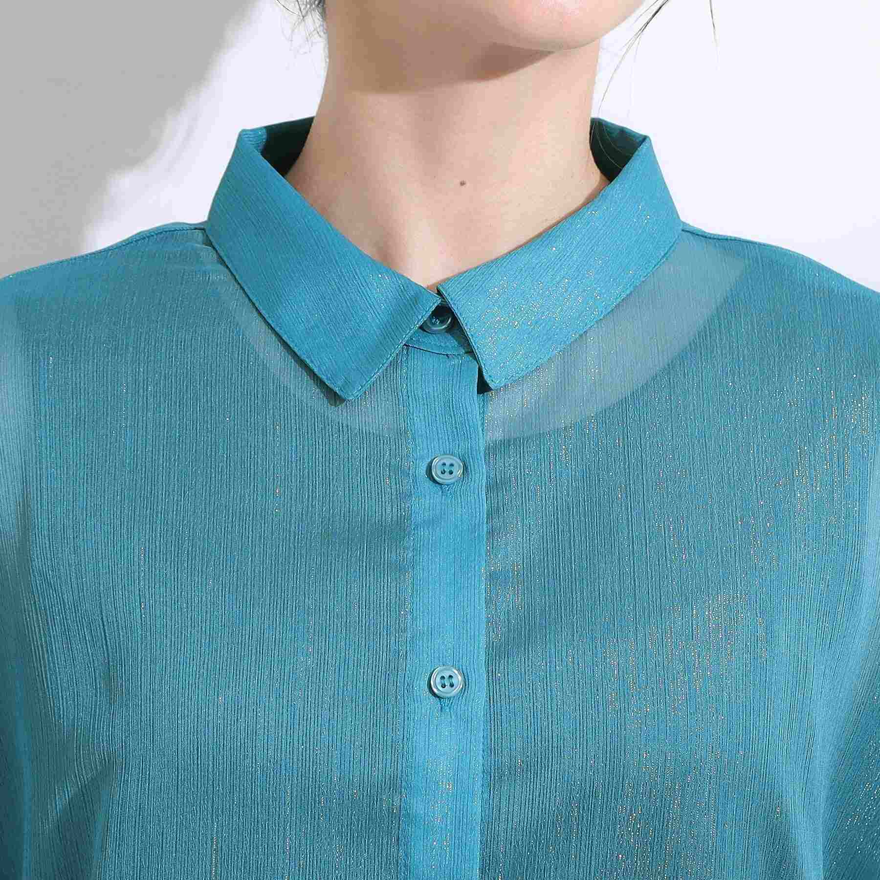 キューティーブロンド Cutie Blonde シアーラメ楊柳ポンチョシャツ （ブルー(092)） ブルー(092)