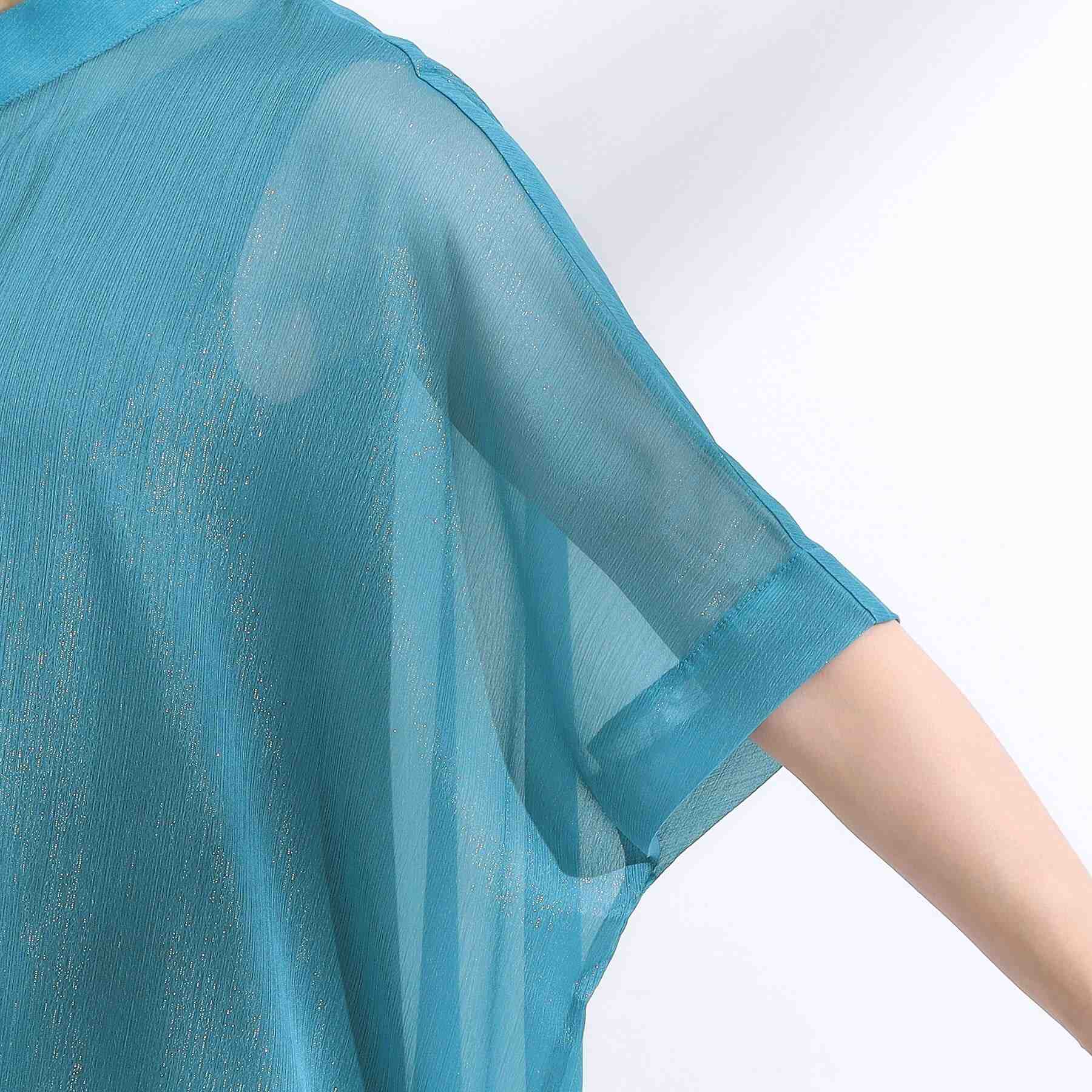 キューティーブロンド Cutie Blonde シアーラメ楊柳ポンチョシャツ （ブルー(092)） ブルー(092)