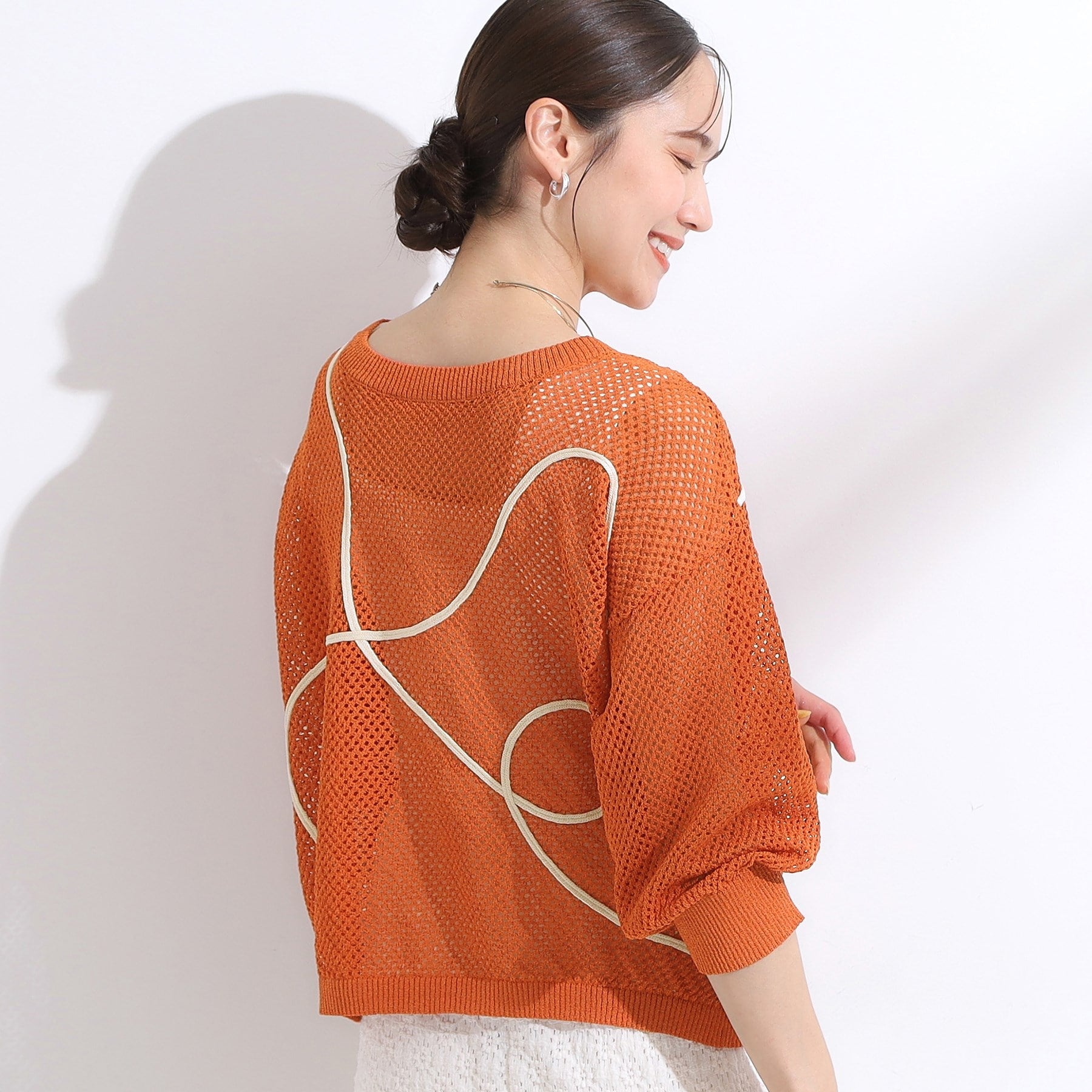 キューティーブロンド Cutie Blonde 【前後2WAY】にょろにょろ刺繍メッシュカーディガン （オレンジ(067)） オレンジ(067)