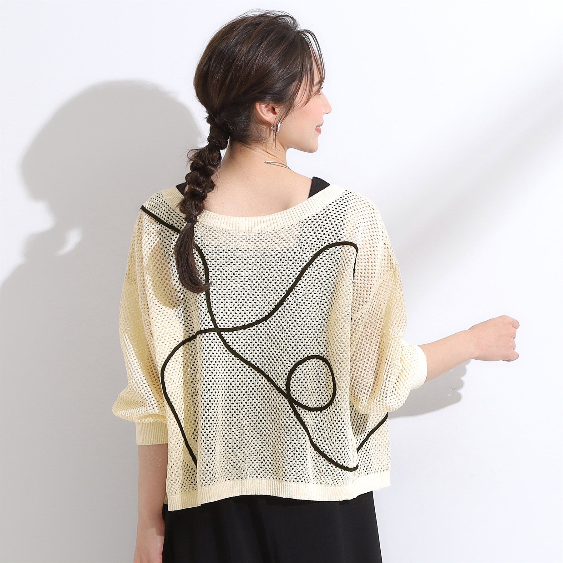 キューティーブロンド Cutie Blonde 【前後2WAY】にょろにょろ刺繍メッシュカーディガン （オレンジ(067)） オレンジ(067)