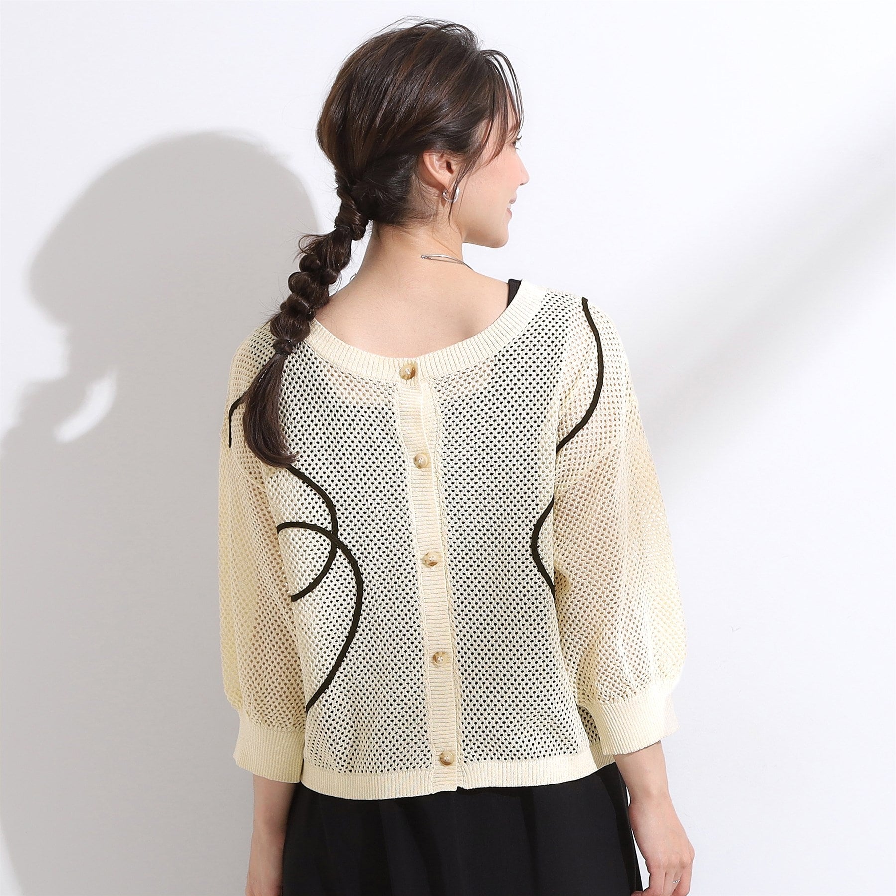キューティーブロンド Cutie Blonde 【前後2WAY】にょろにょろ刺繍メッシュカーディガン （オレンジ(067)） オレンジ(067)