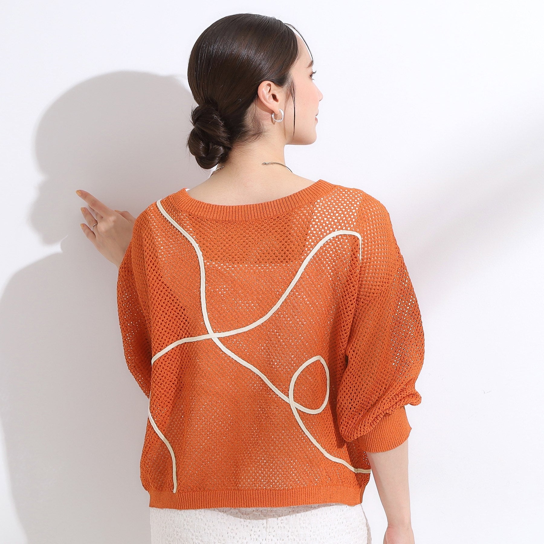 キューティーブロンド Cutie Blonde 【前後2WAY】にょろにょろ刺繍メッシュカーディガン （オレンジ(067)） オレンジ(067)