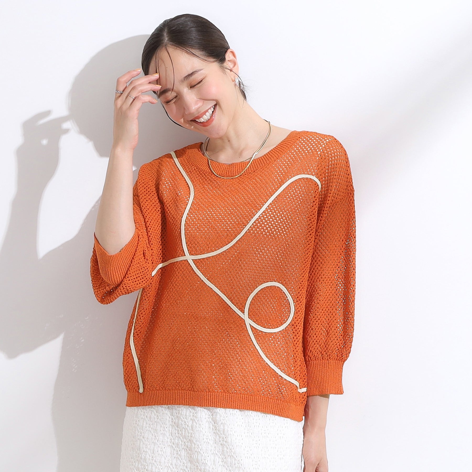 キューティーブロンド Cutie Blonde 【前後2WAY】にょろにょろ刺繍メッシュカーディガン （オレンジ(067)） オレンジ(067)