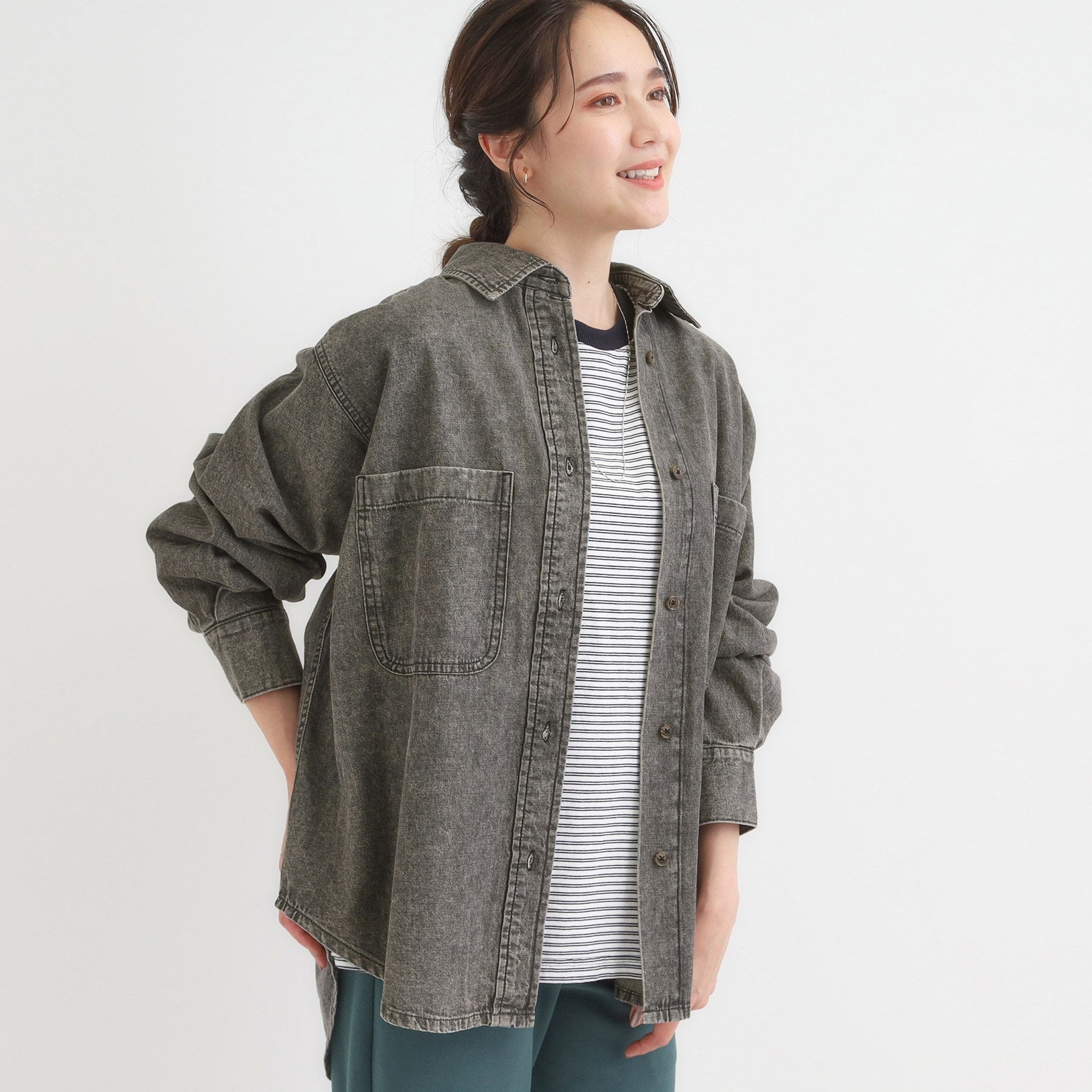 キューティーブロンド Cutie Blonde デニムBIGポケットシャツ （ネイビー(094)） ネイビー(094)