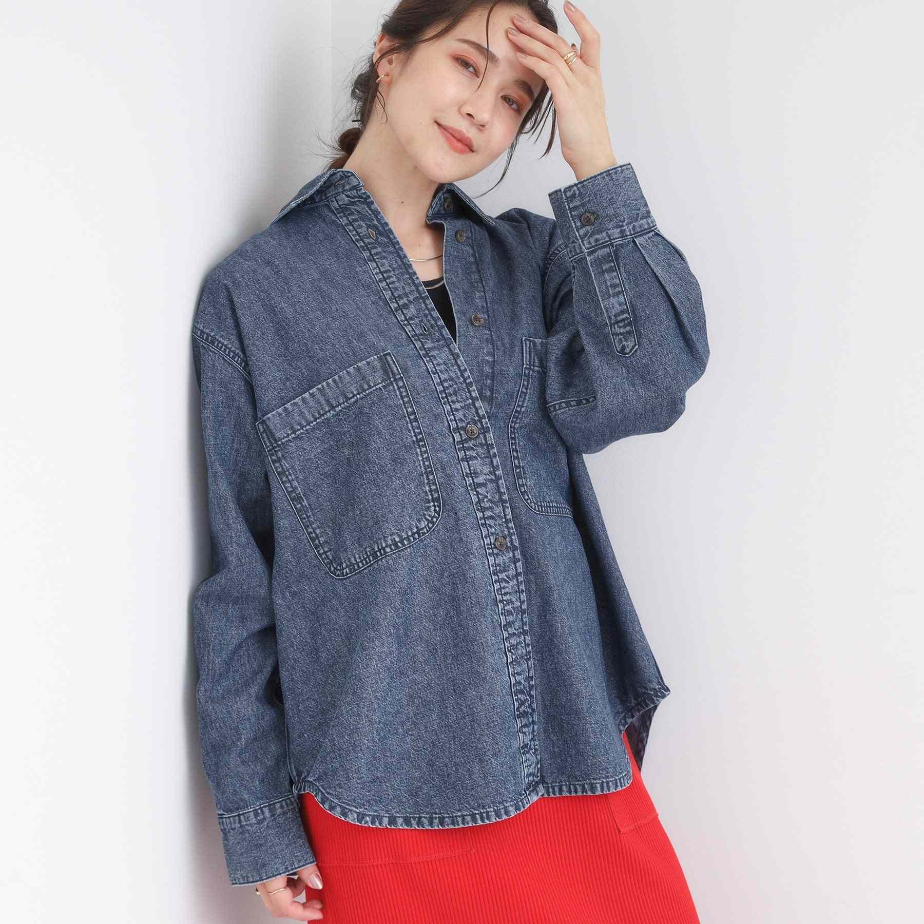 キューティーブロンド Cutie Blonde デニムBIGポケットシャツ （ブルー(092)） ブルー(092)