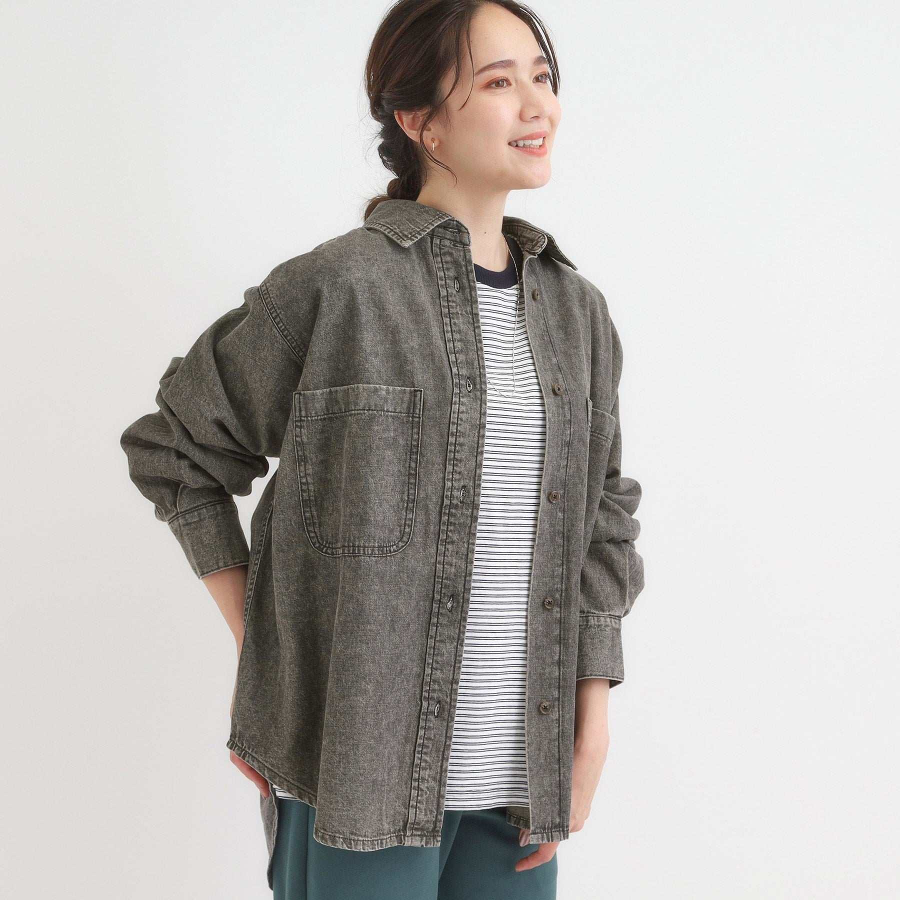 キューティーブロンド Cutie Blonde デニムBIGポケットシャツ （ブラック(019)） ブラック(019)