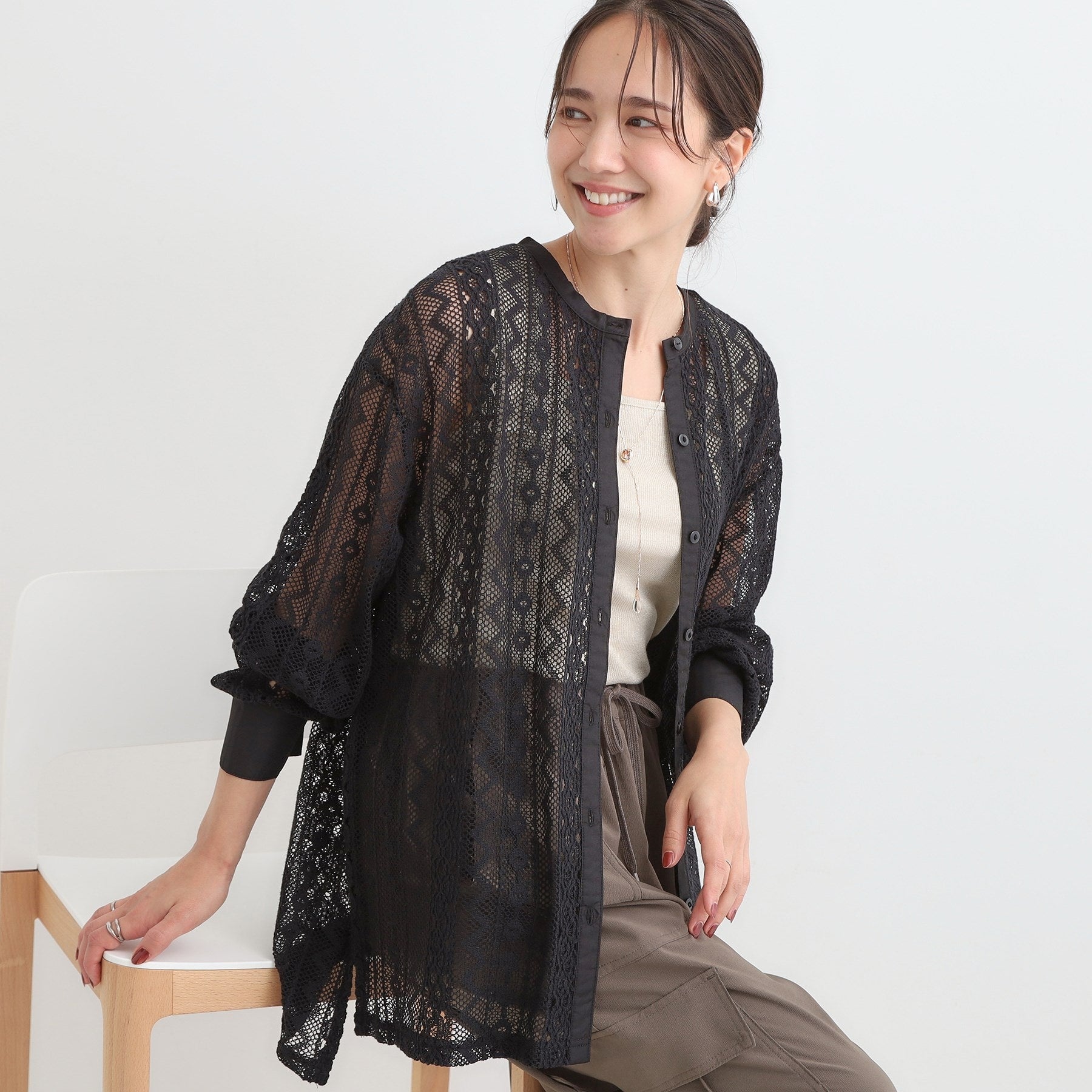 キューティーブロンド Cutie Blonde 【セットアップ可】クラフトレースバンドカラーシャツ （ブラック(019)） ブラック(019)