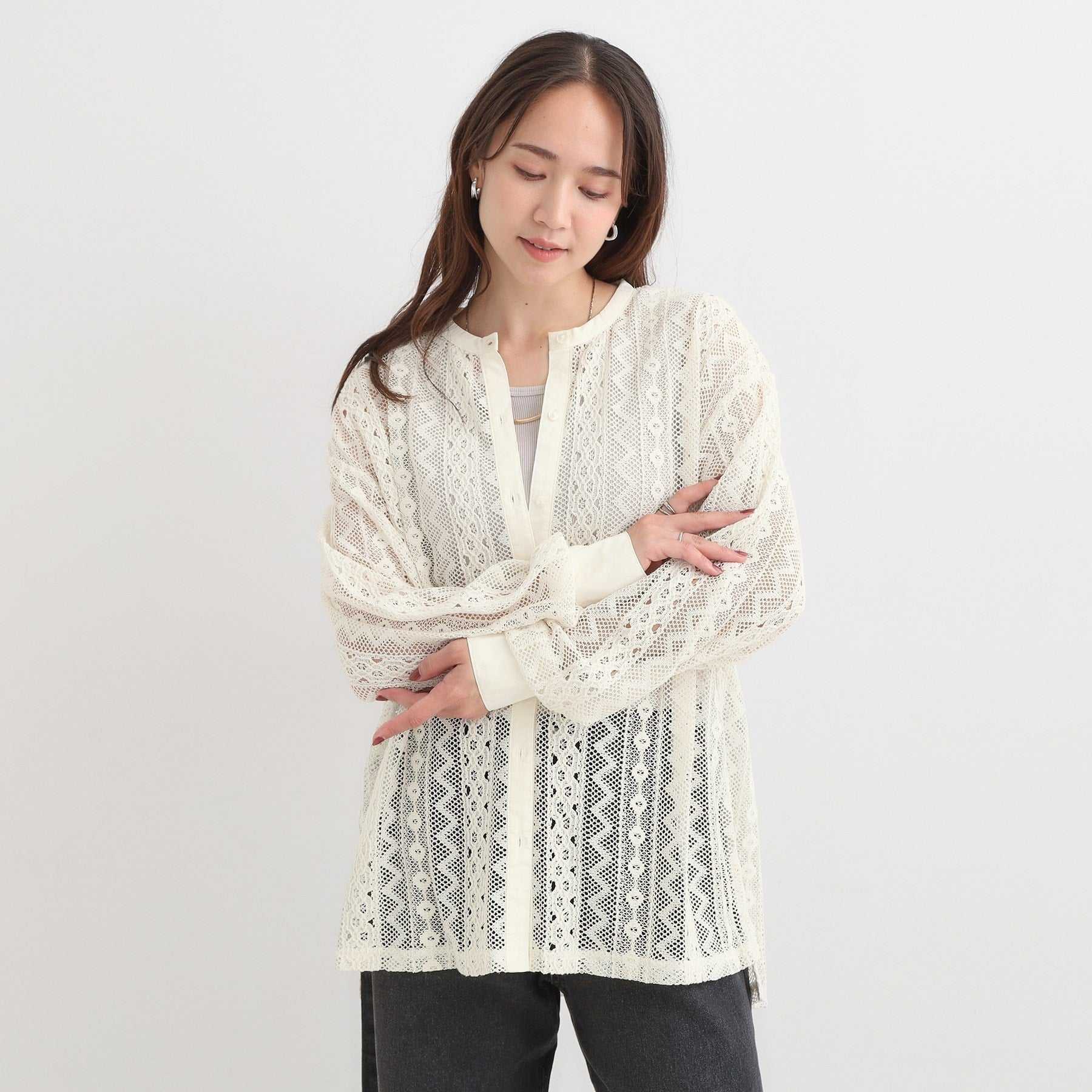 キューティーブロンド Cutie Blonde 【セットアップ可】クラフトレースバンドカラーシャツ （ブラック(019)） ブラック(019)