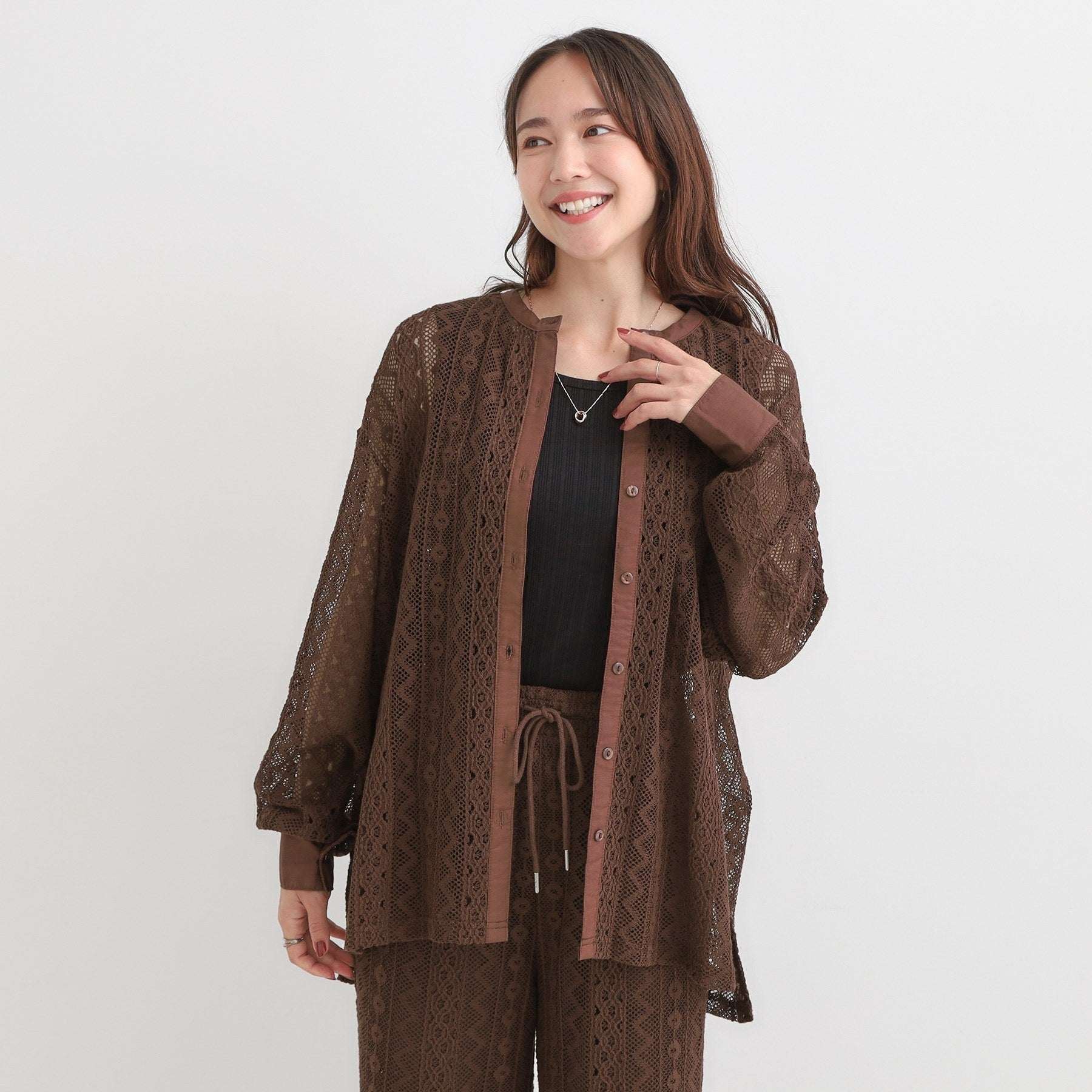 キューティーブロンド Cutie Blonde 【セットアップ可】クラフトレースバンドカラーシャツ （ブラック(019)） ブラック(019)