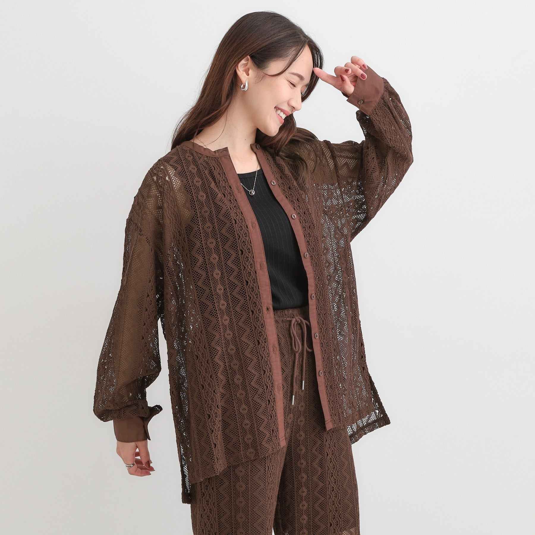 キューティーブロンド Cutie Blonde 【セットアップ可】クラフトレースバンドカラーシャツ （ブラック(019)） ブラック(019)