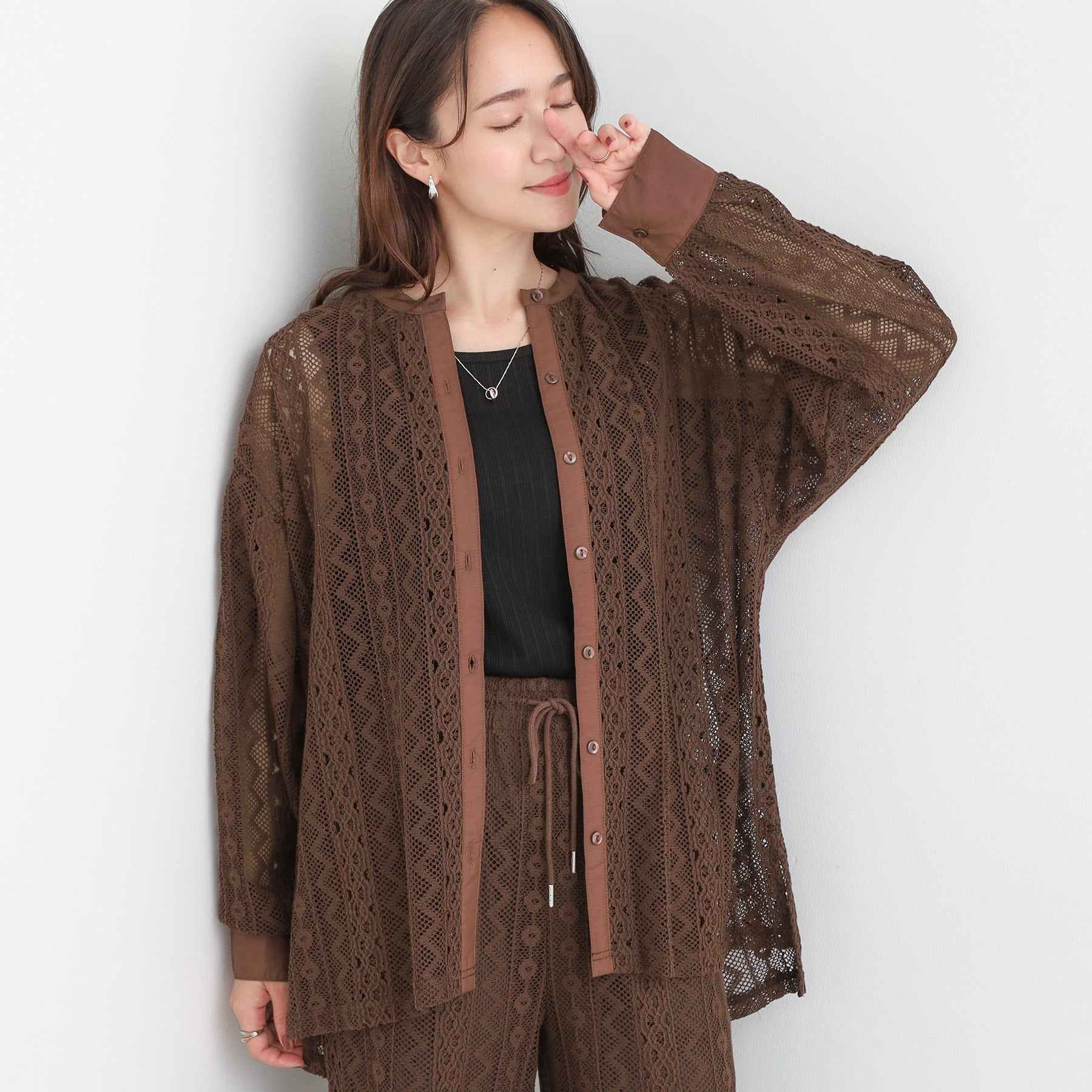 キューティーブロンド Cutie Blonde 【セットアップ可】クラフトレースバンドカラーシャツ （ブラック(019)） ブラック(019)