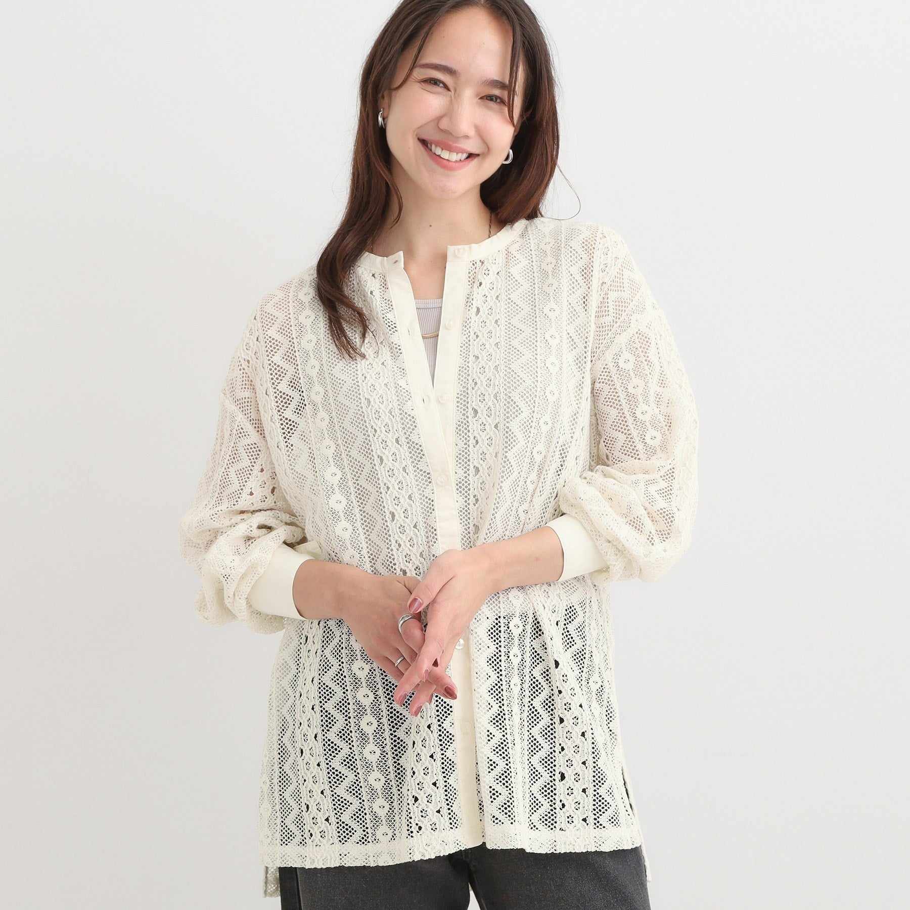 キューティーブロンド Cutie Blonde 【セットアップ可】クラフトレースバンドカラーシャツ （ホワイト(001)） ホワイト(001)