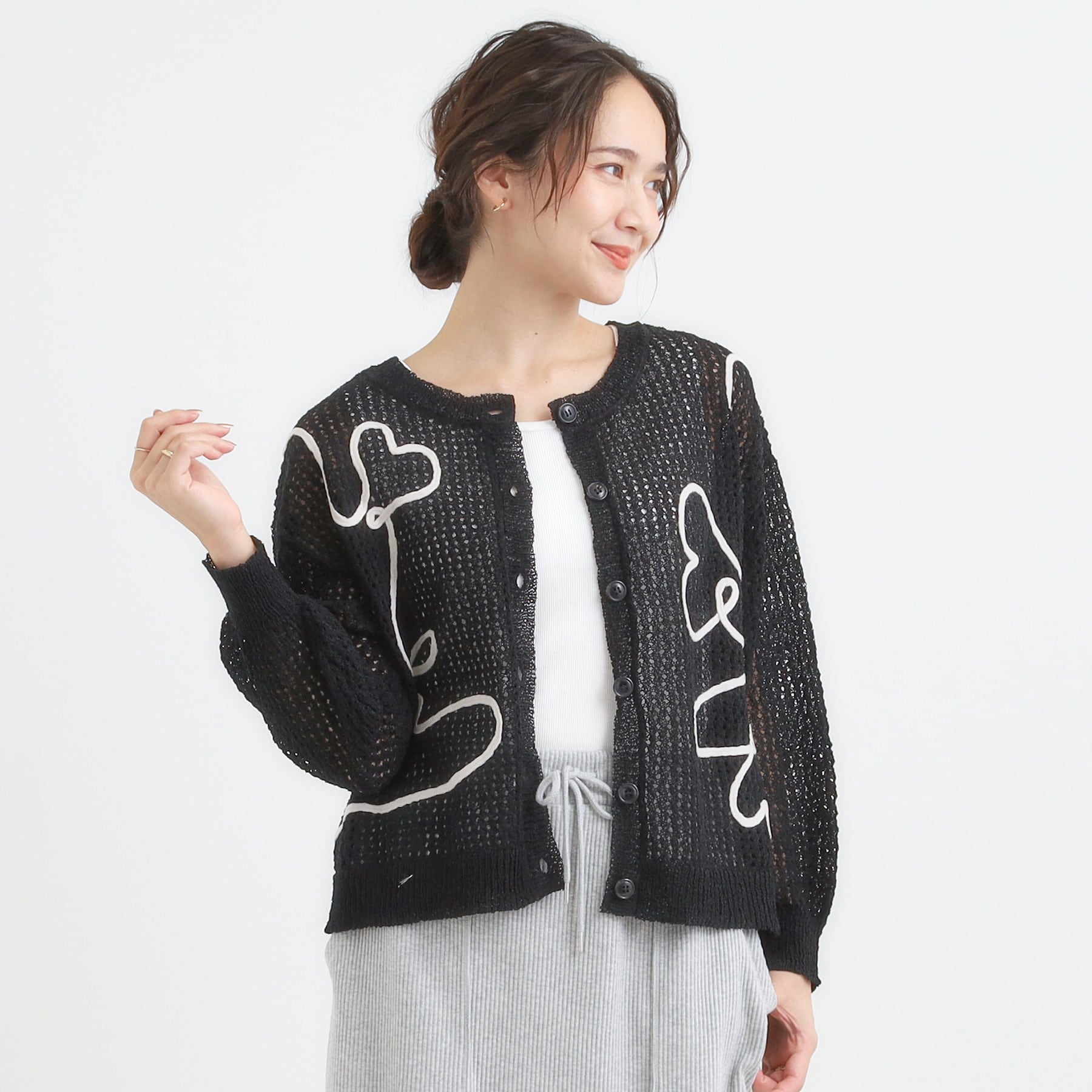 キューティーブロンド Cutie Blonde コード刺繍アソートメッシュカーディガン （ブラック(019)） ブラック(019)