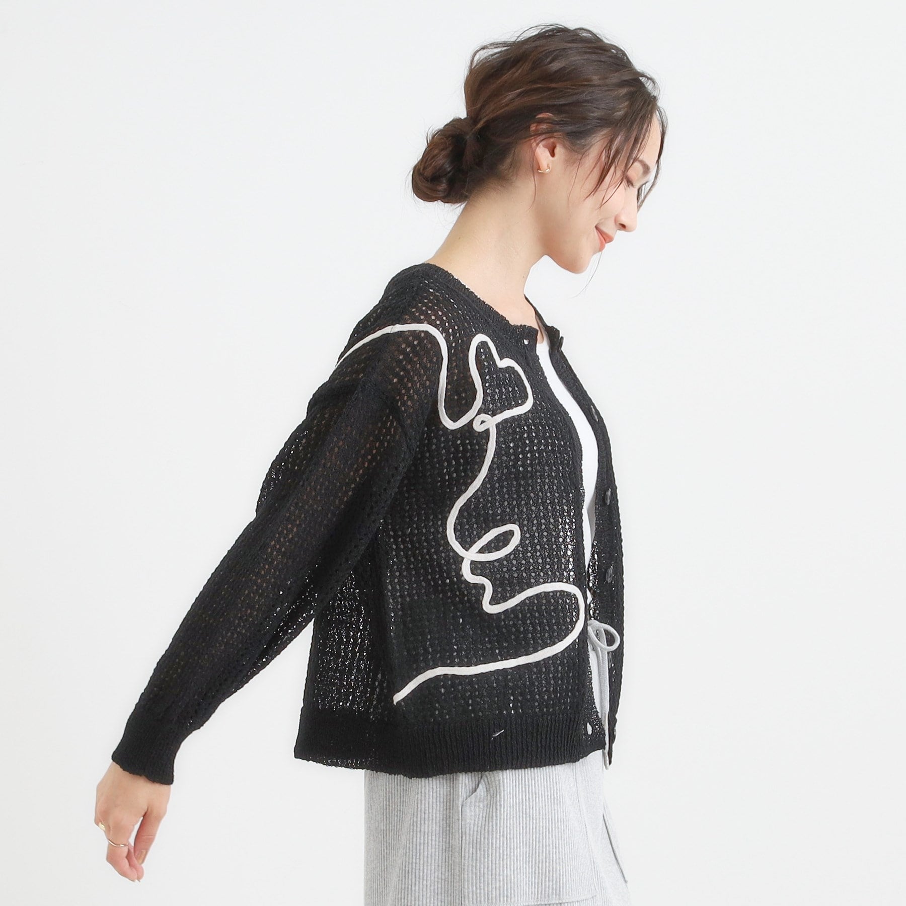 キューティーブロンド Cutie Blonde コード刺繍アソートメッシュカーディガン （ブラック(019)） ブラック(019)