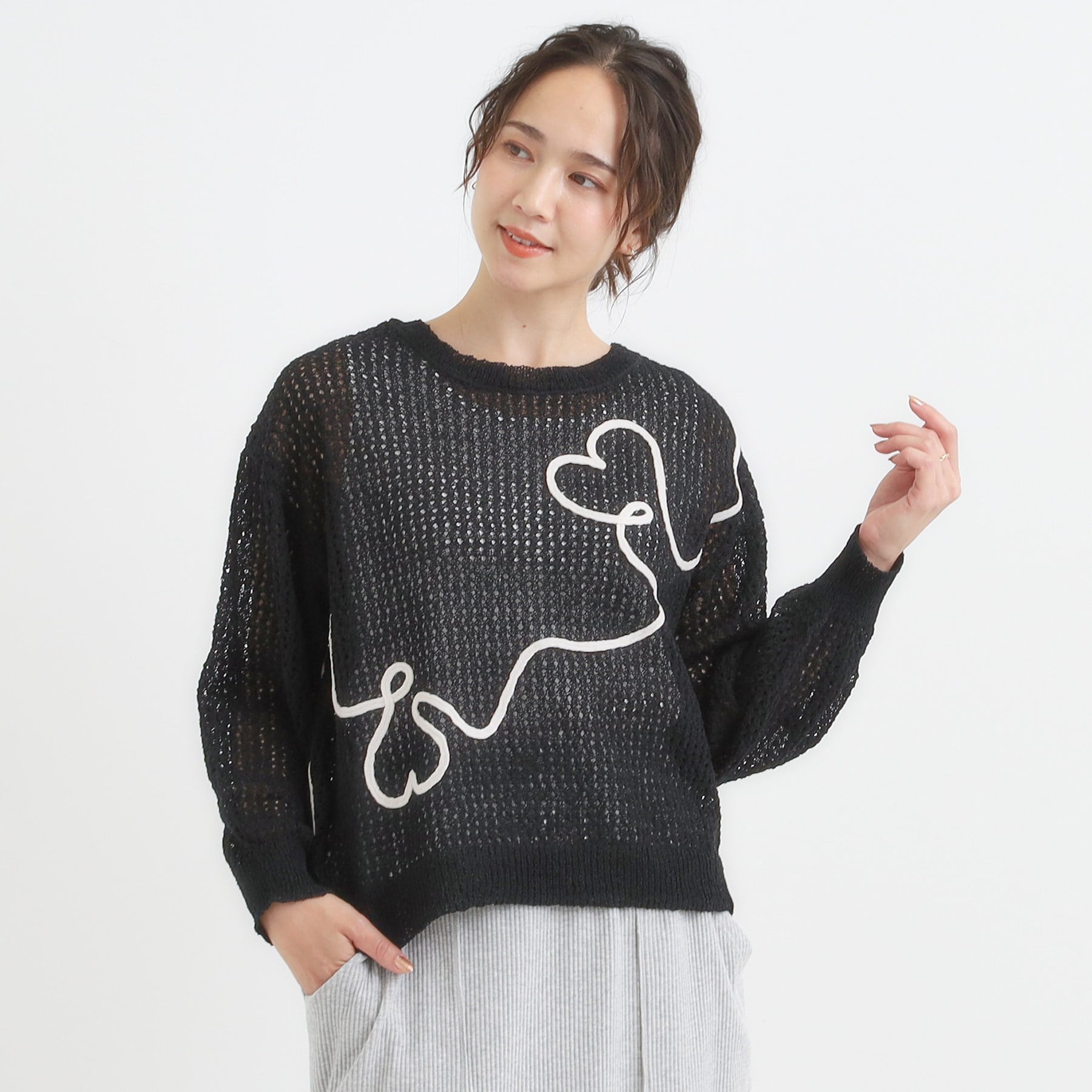 キューティーブロンド Cutie Blonde コード刺繍アソートメッシュカーディガン （ブラック(019)） ブラック(019)