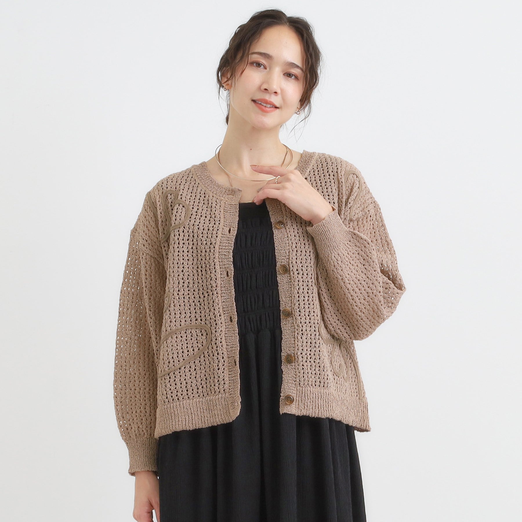 キューティーブロンド Cutie Blonde コード刺繍アソートメッシュカーディガン （ブラック(019)） ブラック(019)